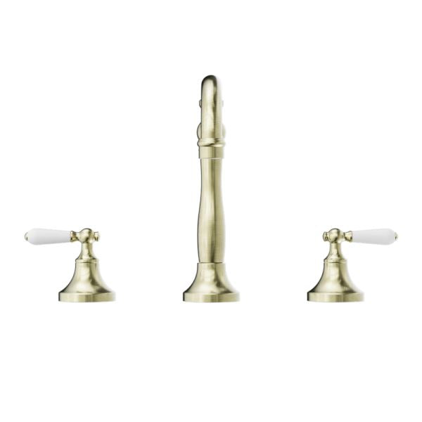 YORK STRAIGHT TALL BASIN MIXER WITH METAL LEVER AGED BRASS NR692101a02AB Nero Tapware Nero