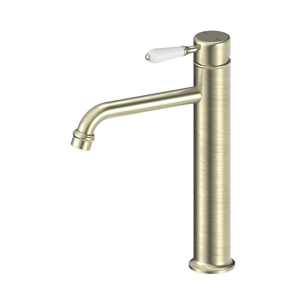 York Straight Tall Basin Mixer With White Porcelain Lever Aged Brass Tapware Nero