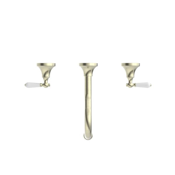 YORK WALL BASIN SET WITH METAL LEVER AGED BRASS NR692107a01AB Nero Tapware Nero