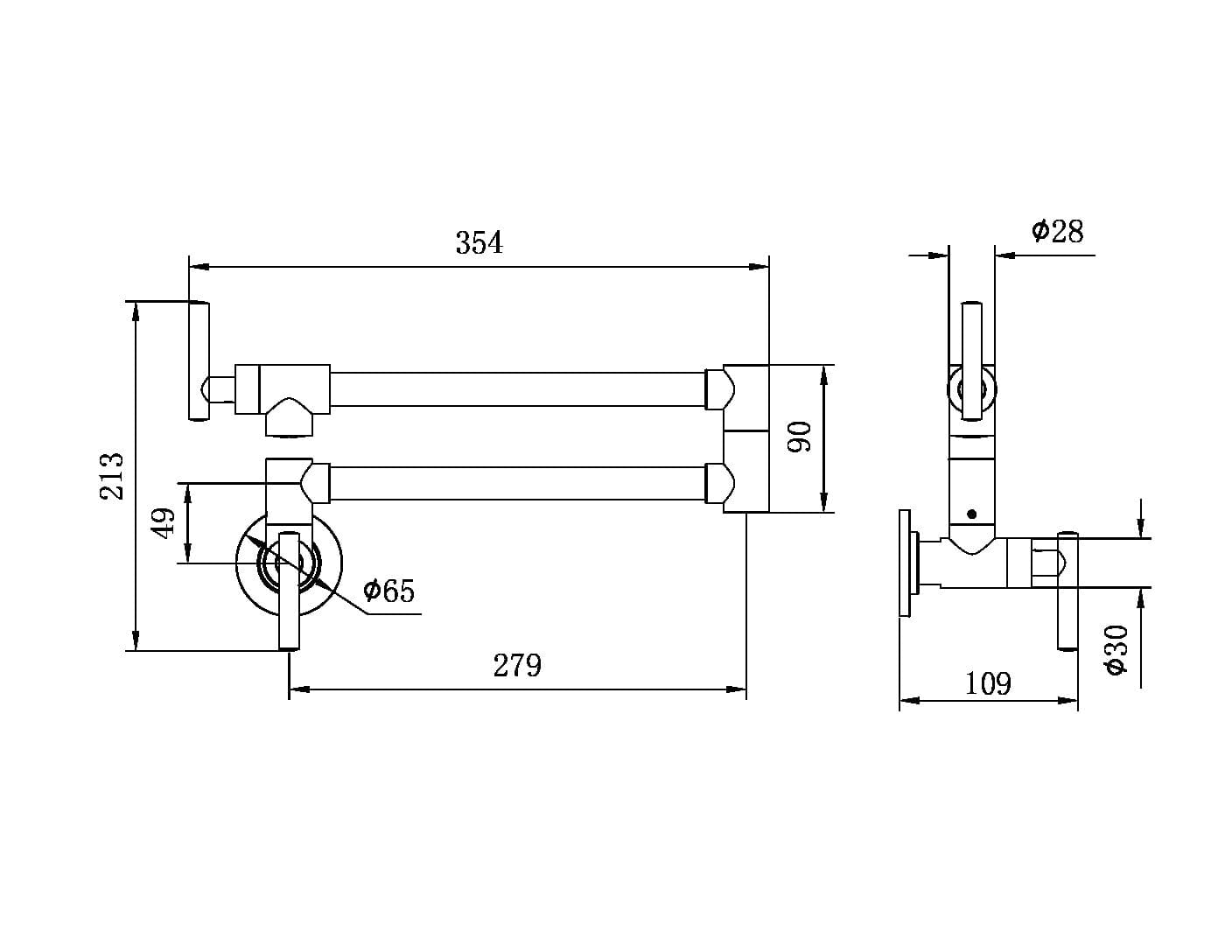 ZEN 316L STAINLESS STEEL POT FILLER Brushed Bronze NR162203BZ Tapware Nero