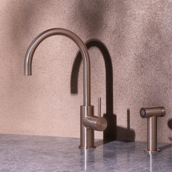 Zen SS316L Kitchen Mixer With Hand Spray Brushed Bronze NR162208BZ Tapware Nero