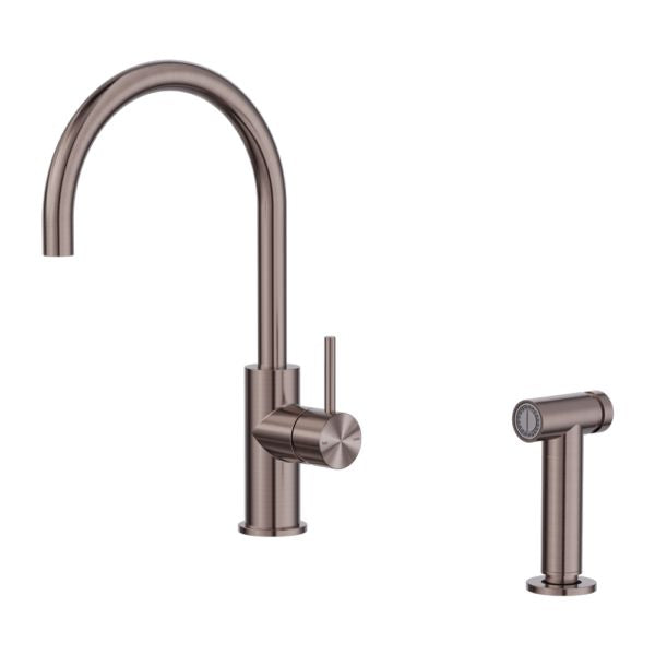 Zen SS316L Kitchen Mixer With Hand Spray Brushed Bronze NR162208BZ Tapware Nero