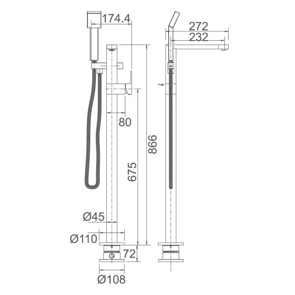 Acqua Free Standing Bath Set - WT880F Tapware ECT