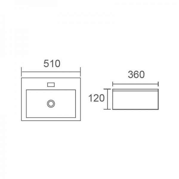 ACQUA Narrow Above Counter Basin 1 Tap Hole Basins ECT