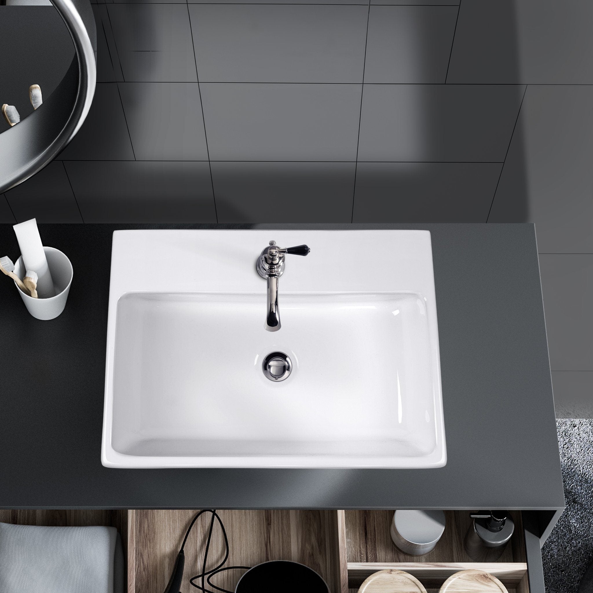 ACQUA Narrow Above Counter Basin 1 Tap Hole Basins ECT
