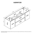 ALBANY 150cm Oak Timber Wall Hung Vanity Vanities & Mirrors Arova