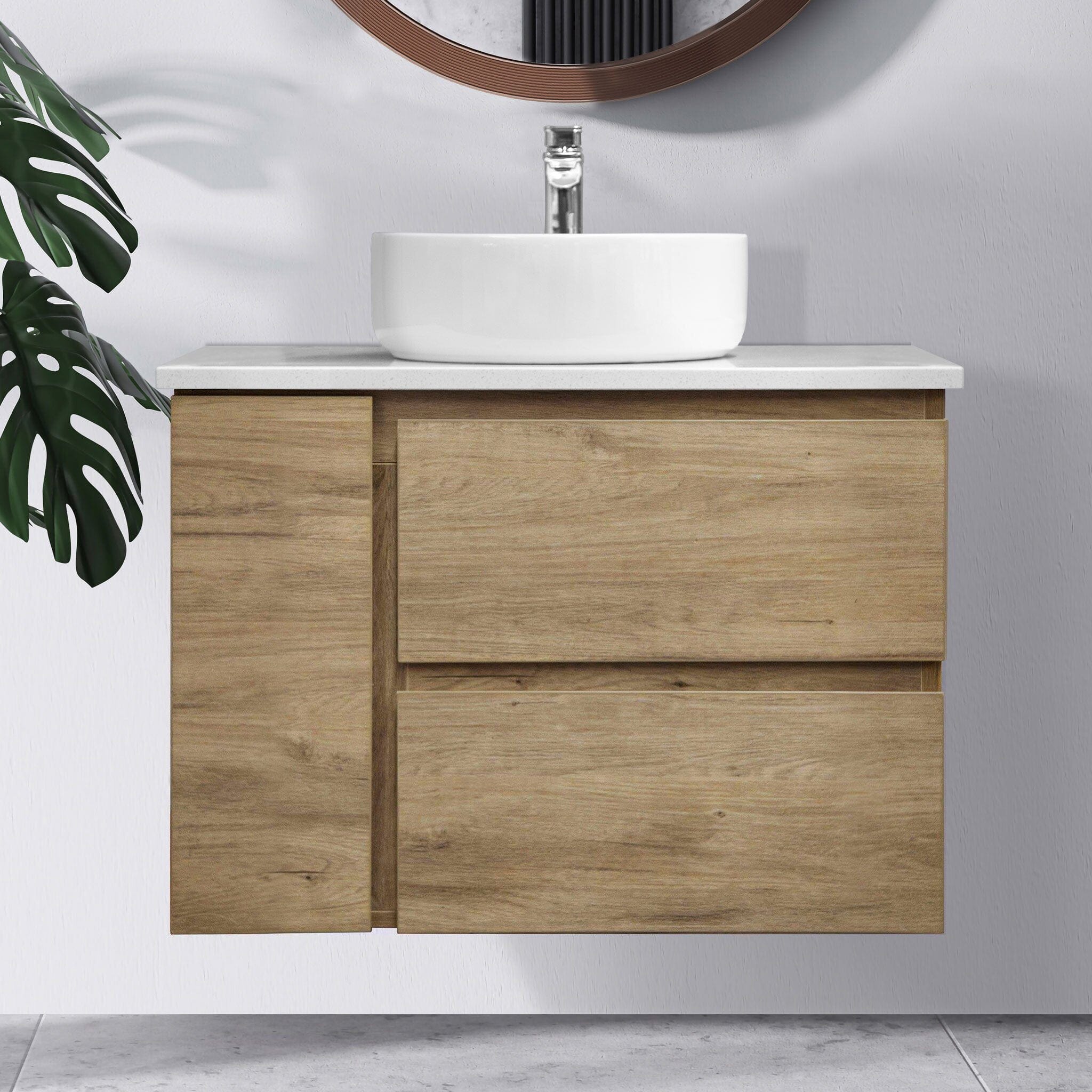 ALBANY 75cm Oak Timber Wall Hung Vanity Vanities & Mirrors Arova