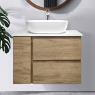 ALBANY 75cm Oak Timber Wall Hung Vanity Vanities & Mirrors Arova LUXE Stone CB1201N-Square Gloss White Basin