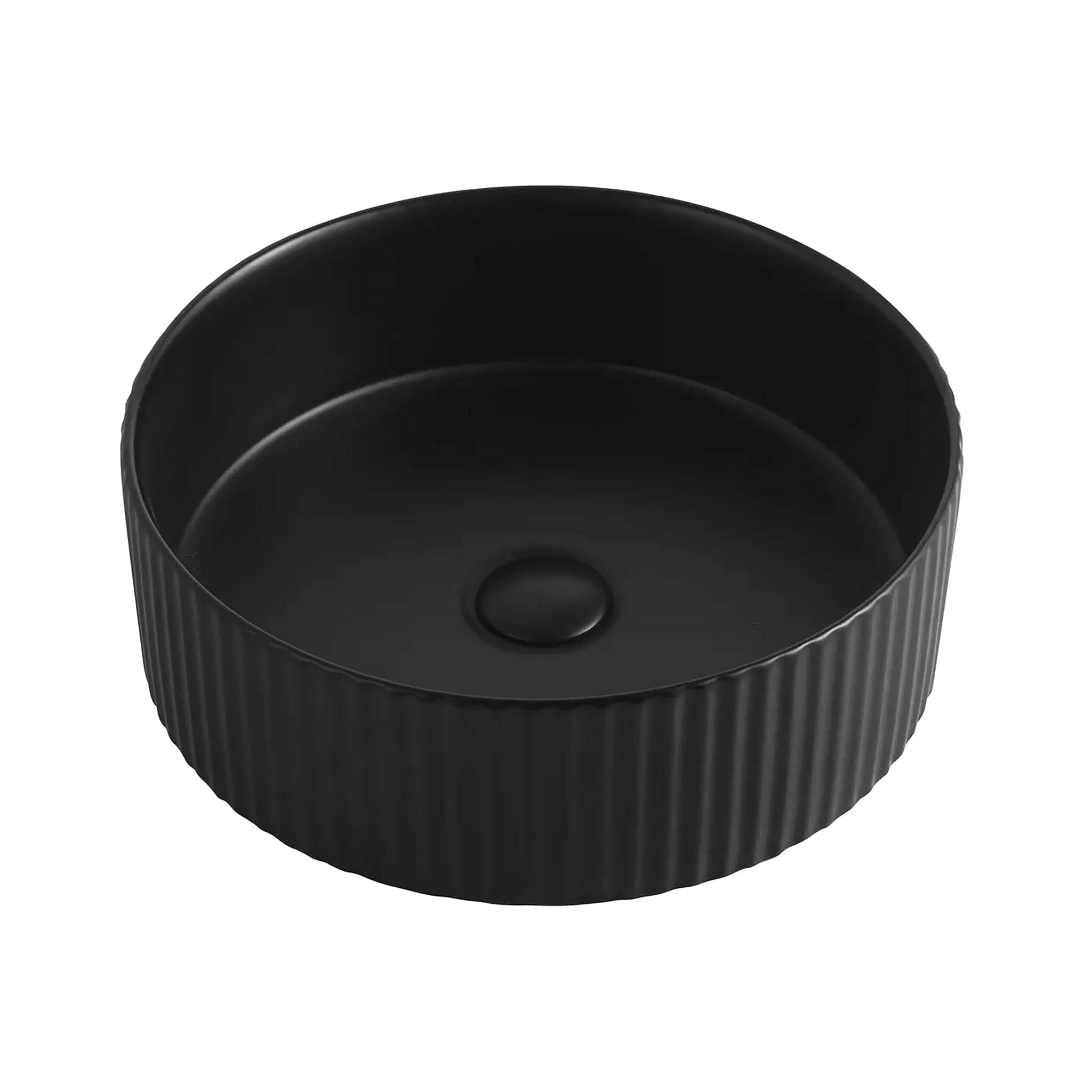 Athena 400mm Fluted Above Counter Basin Round Matte Black Basins Arova