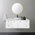 AUSTIN 150cm Wall Hung Bathroom Vanity Vanities & Mirrors Arova BLISS Speckled Stone Top CB1201N-Square Gloss White Basin