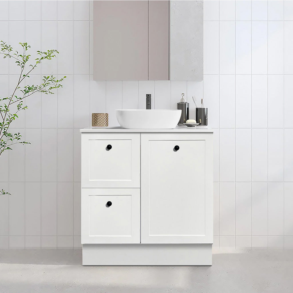 Austin 750mm Freestanding Bathroom Vanity Hampton Shaker Matte White ...