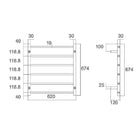 Bianco Square Heated Towel Ladder 6 Bar Accessories ECT