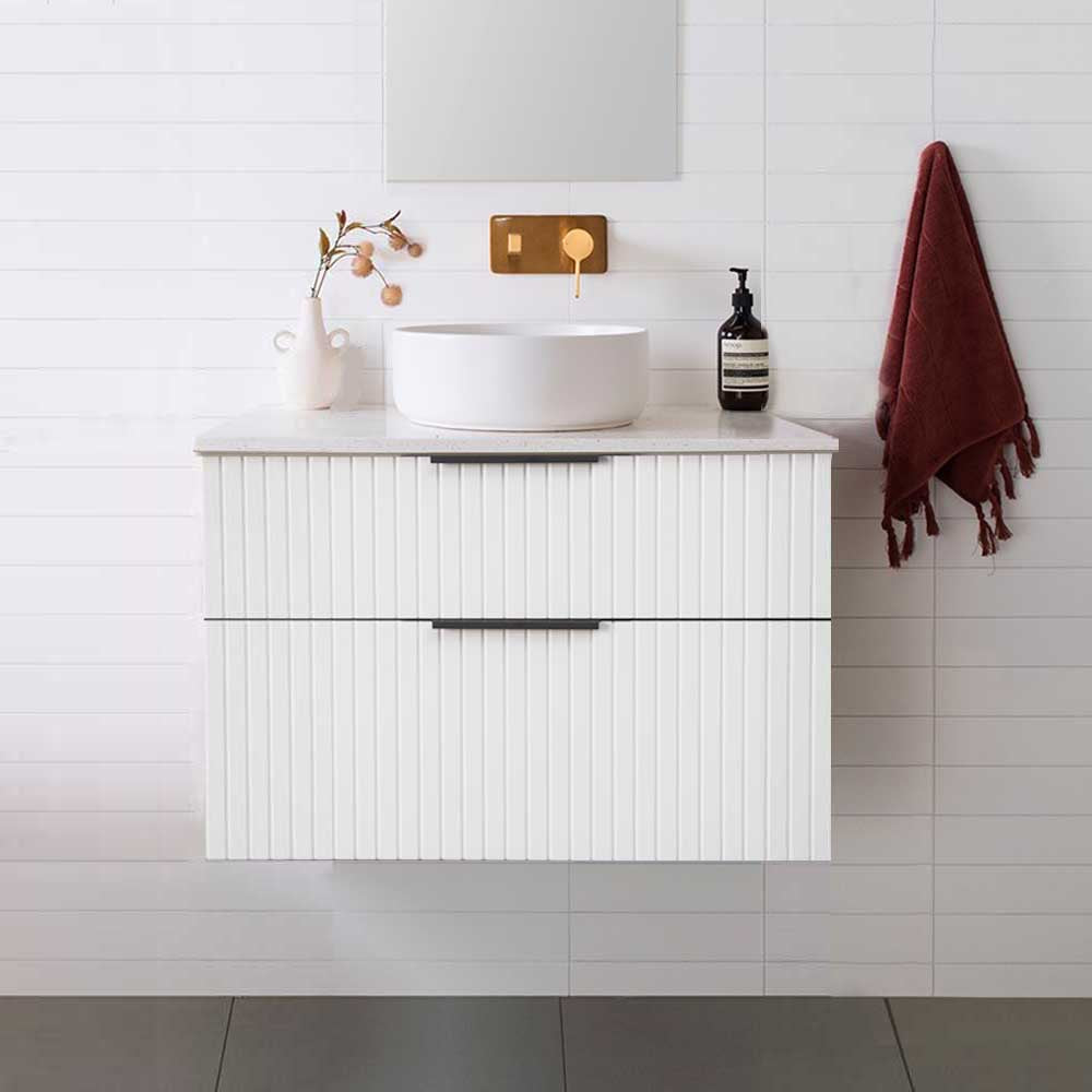 Bronte 75cm Wall Hung Bathroom Vanity - Matte White Vanities & Mirrors Arova