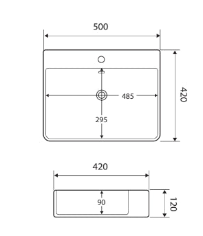 BROVA 50 Above Counter Basin 1 Tap Hole Basins Arova
