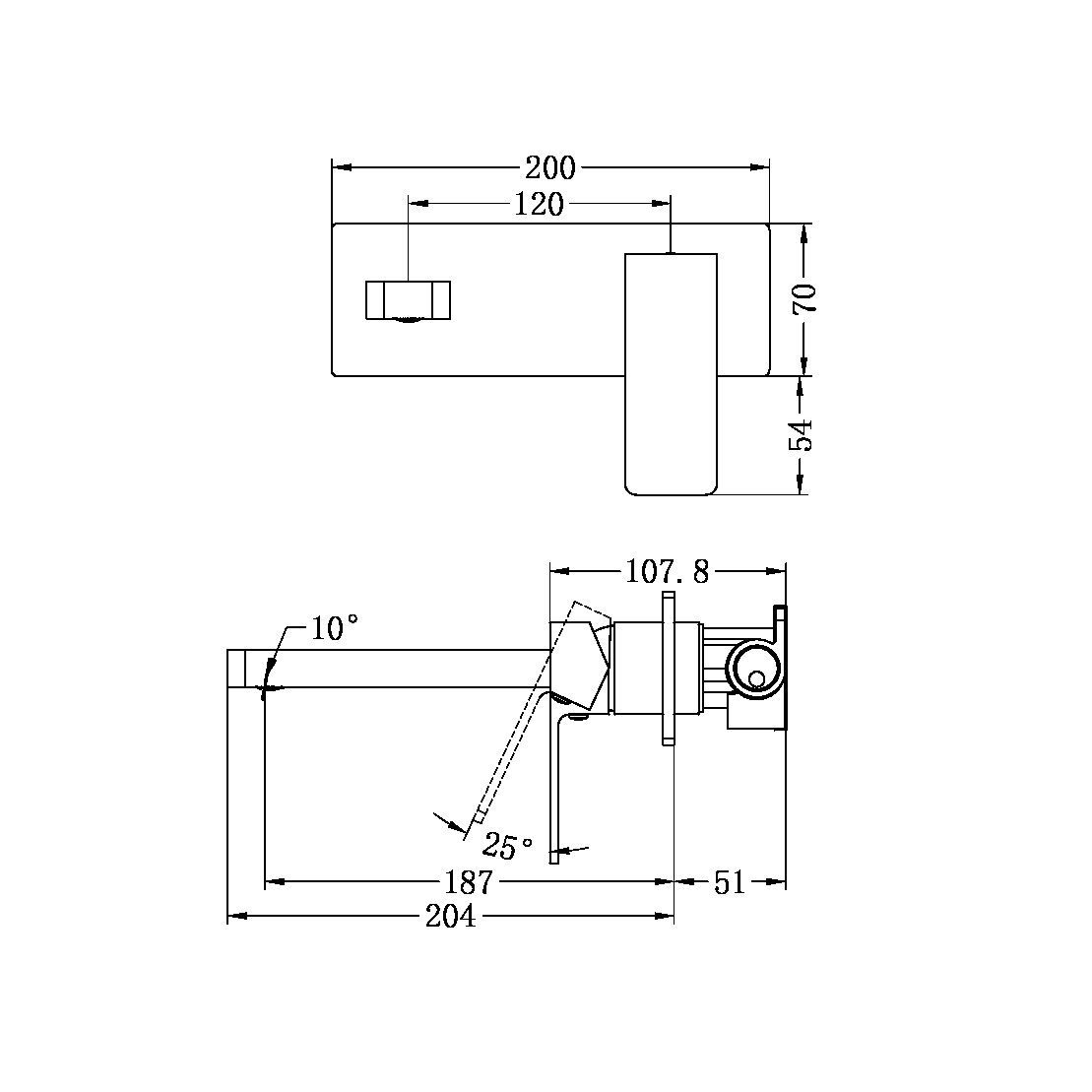 CELIA Wall Basin Mixer Brushed Nickel Tapware Nero
