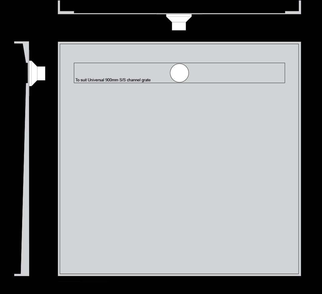Channel Grate Universal Shower Base with Stainless Steel Linear Lid Showers Universal Shower Base 1250 x 910