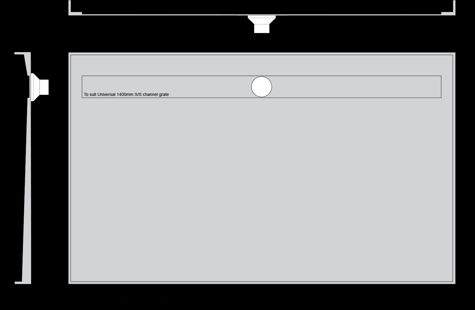 Channel Grate Universal Shower Base with Stainless Steel Plain Lid Showers Universal Shower Base 1520 x 910