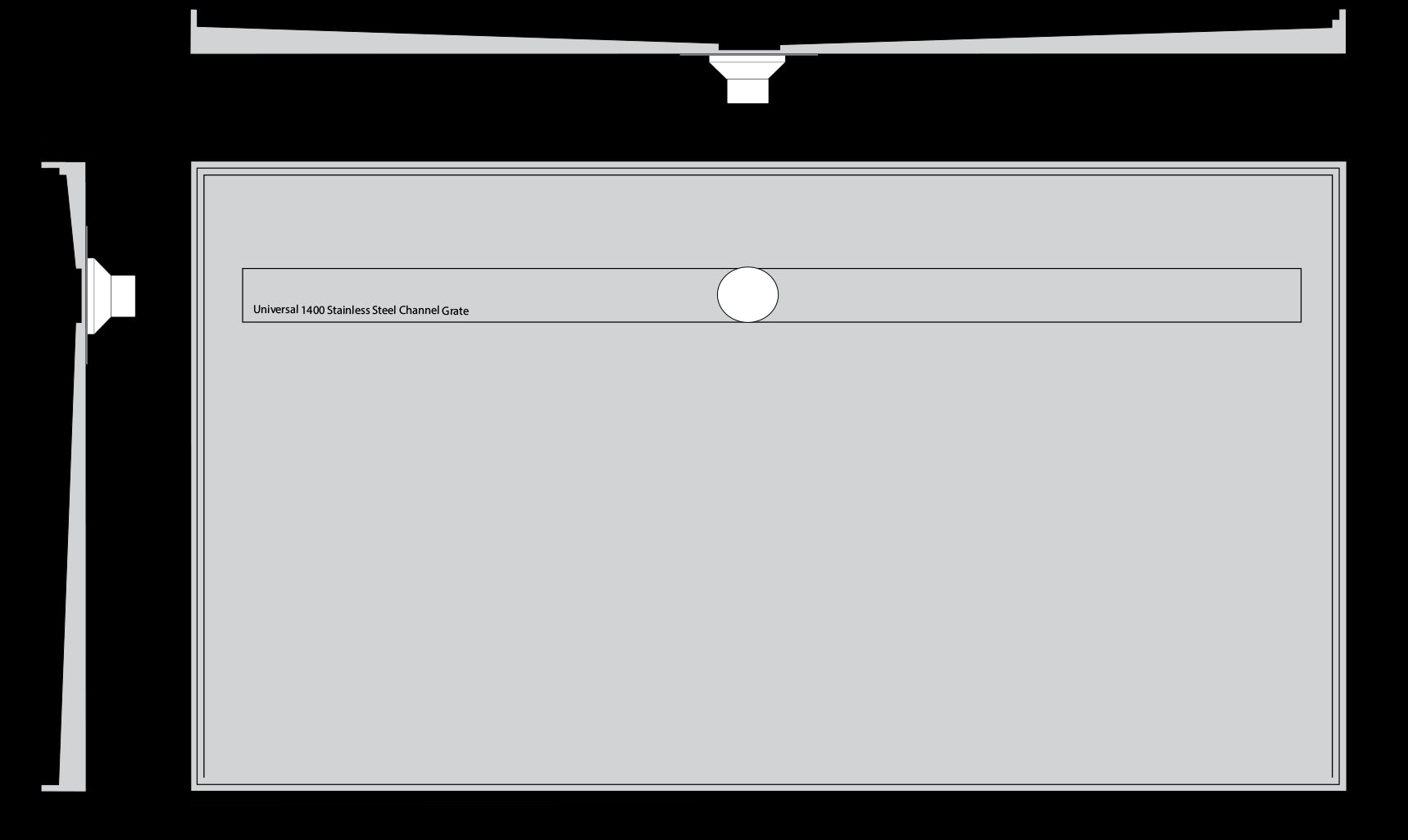 Channel Grate Universal Shower Base with Stainless Steel Plain Lid Showers Universal Shower Base 1670 x 910