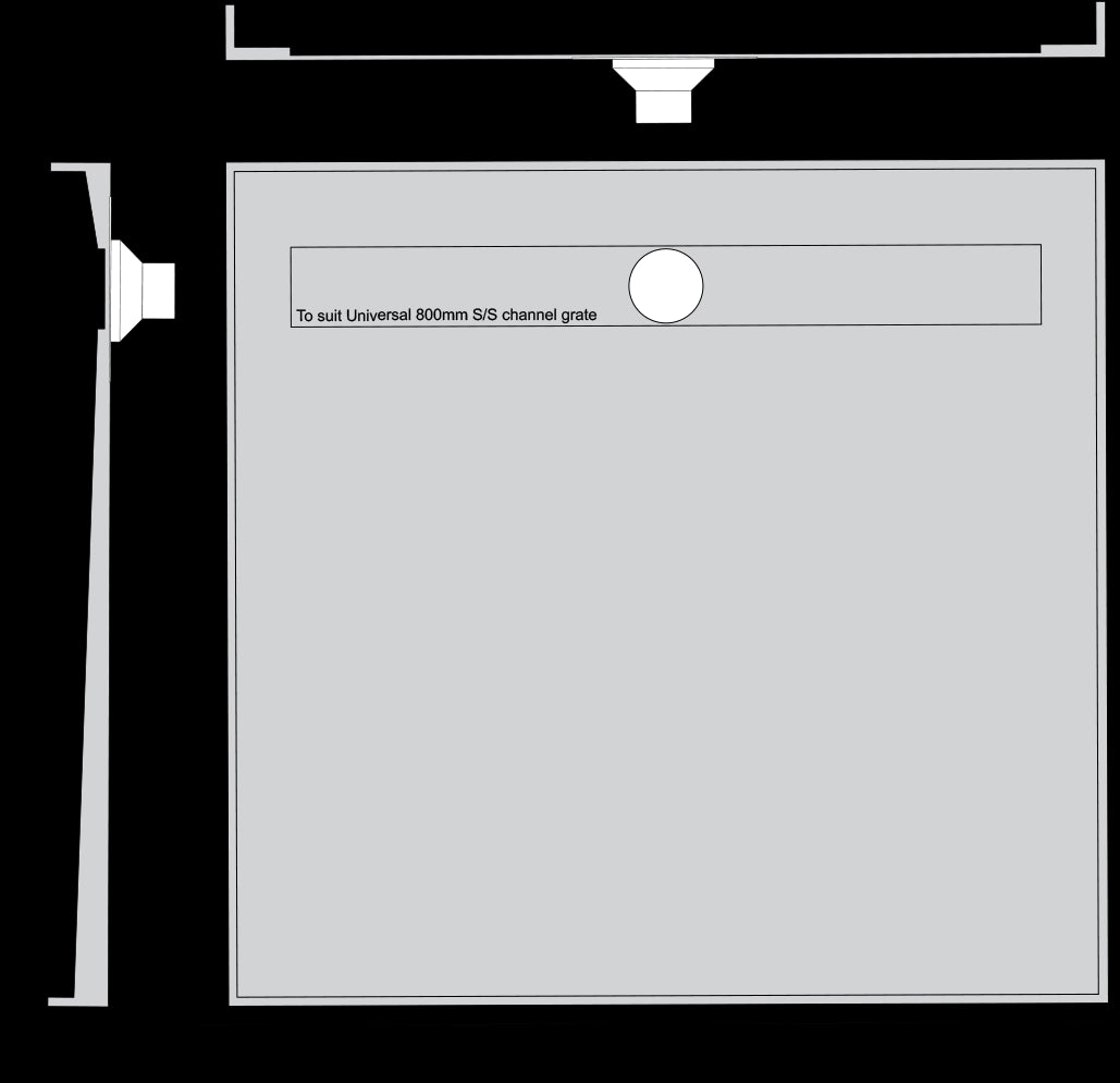 Channel Grate Universal Shower Base with Stainless Steel Slotted Lid Showers Universal Shower Base 950 x 1010