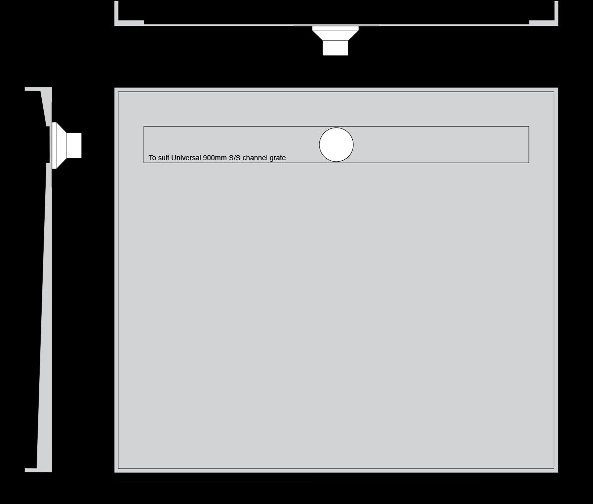 Channel Grate Universal Shower Base with Stainless Steel Slotted Lid Showers Universal Shower Base 950 X 1230