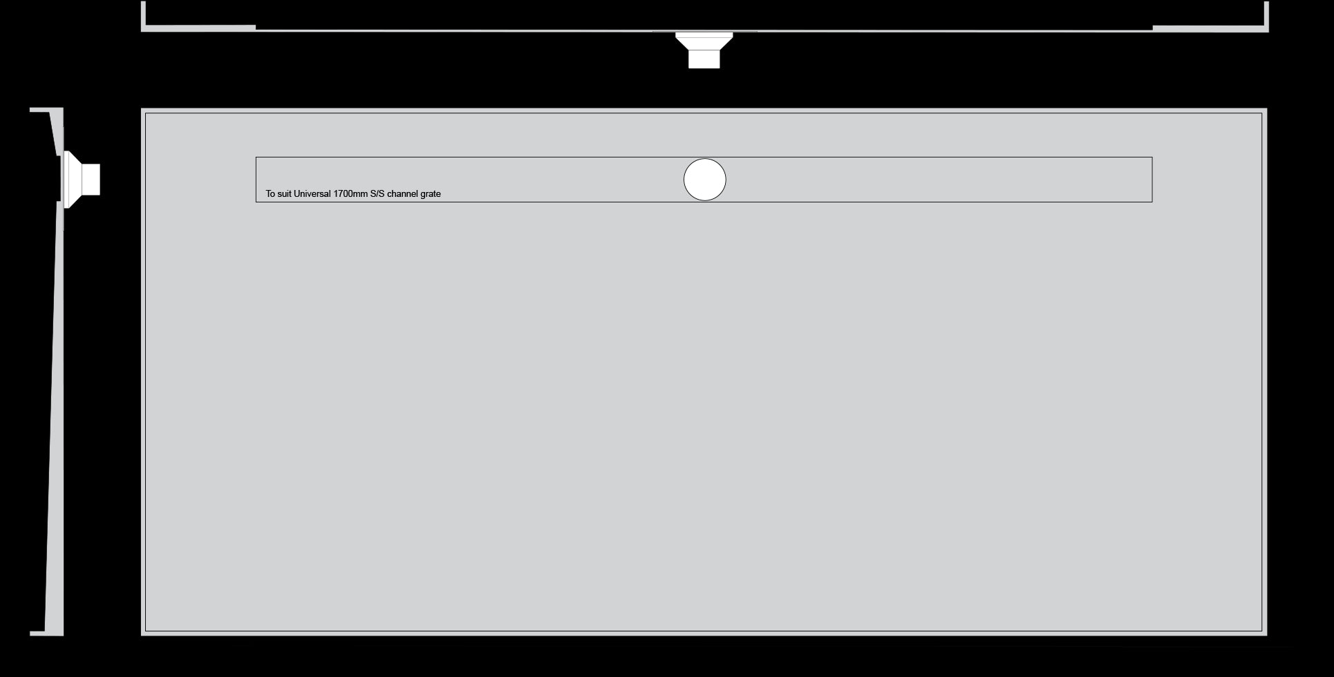 Channel Grate Universal Shower Base with Stainless Steel Tile Insert Lid Showers Universal Shower Base 2150 x 1010
