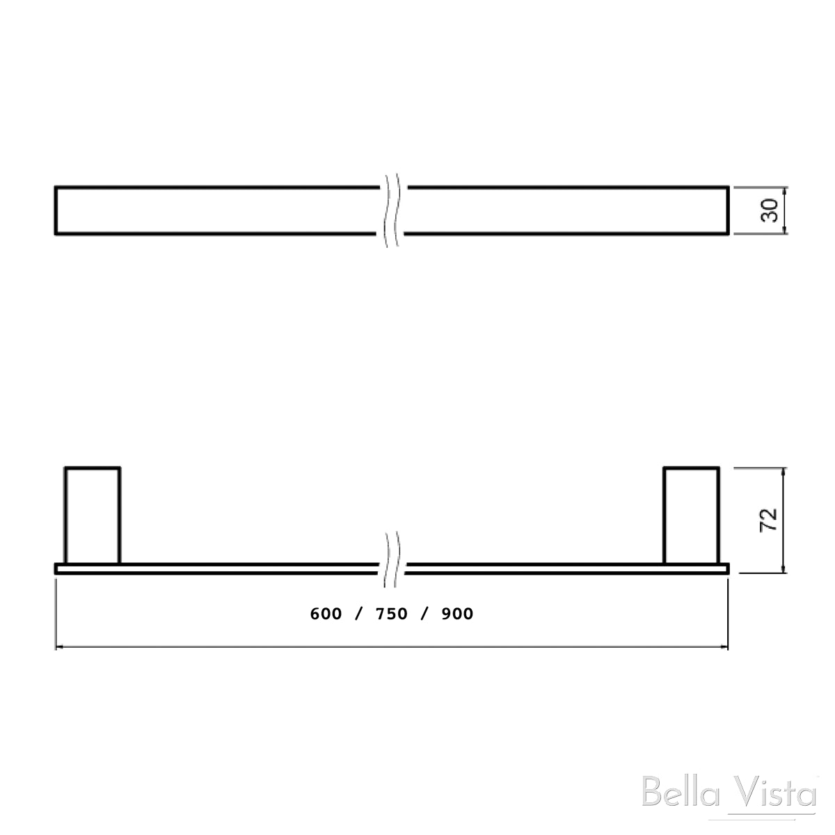 Chunky 600mm Single Towel Rail Chrome Accessories Bella Vista