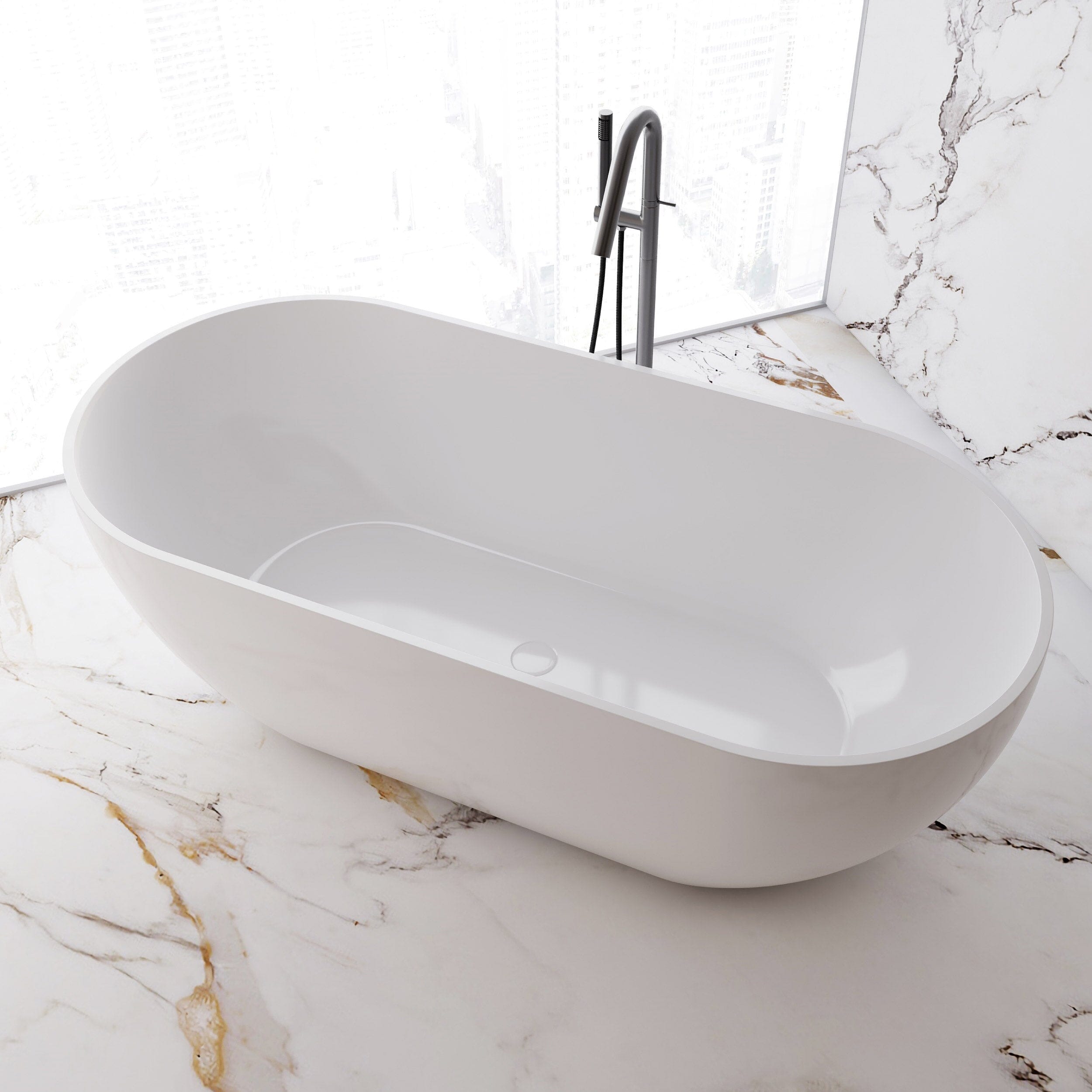 Ciao 1400mm Oval Free Standing Acrylic Bathtub Gloss White Baths AROVA