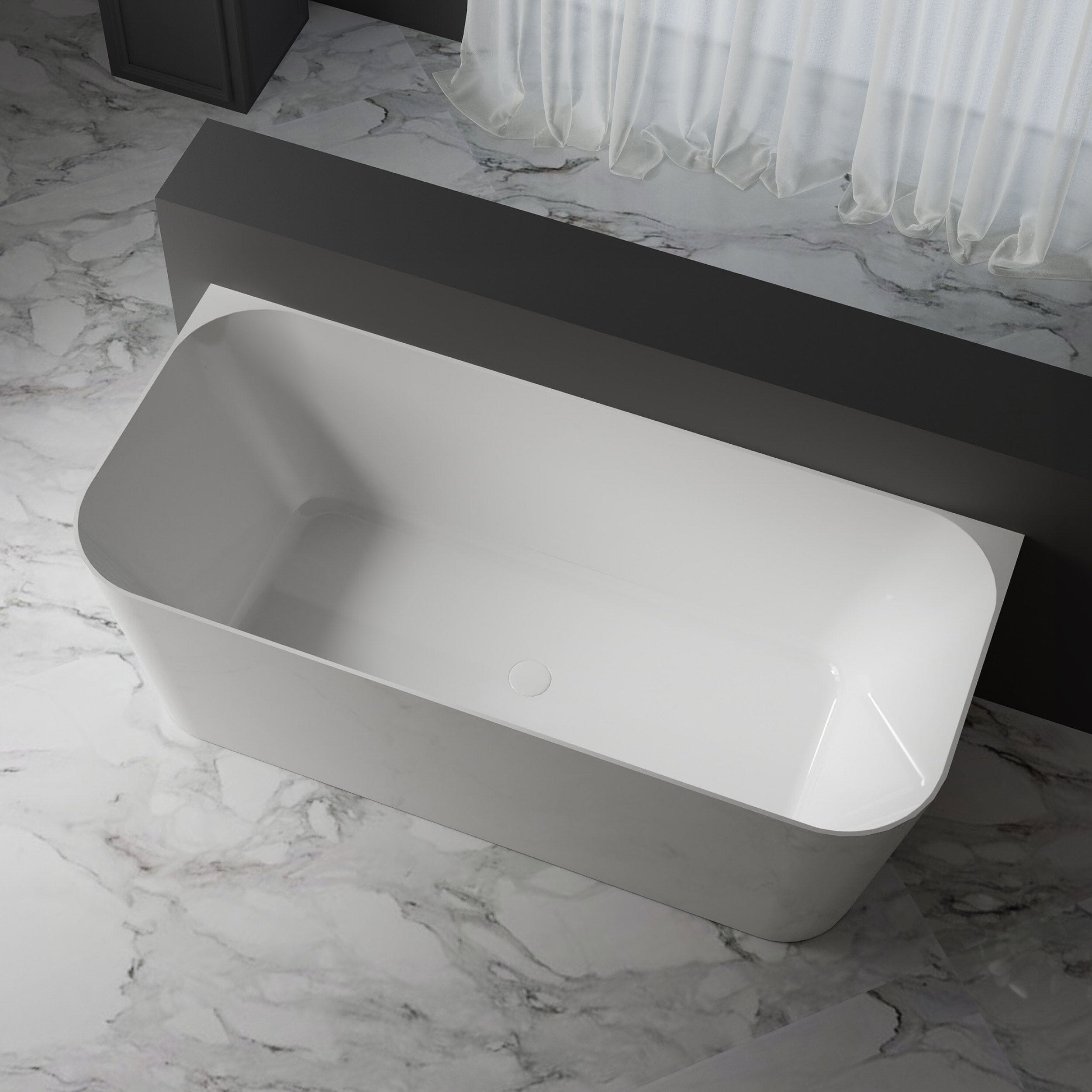 CLIO 1700mm Back to Wall Free Standing Bath Gloss White Baths AROVA