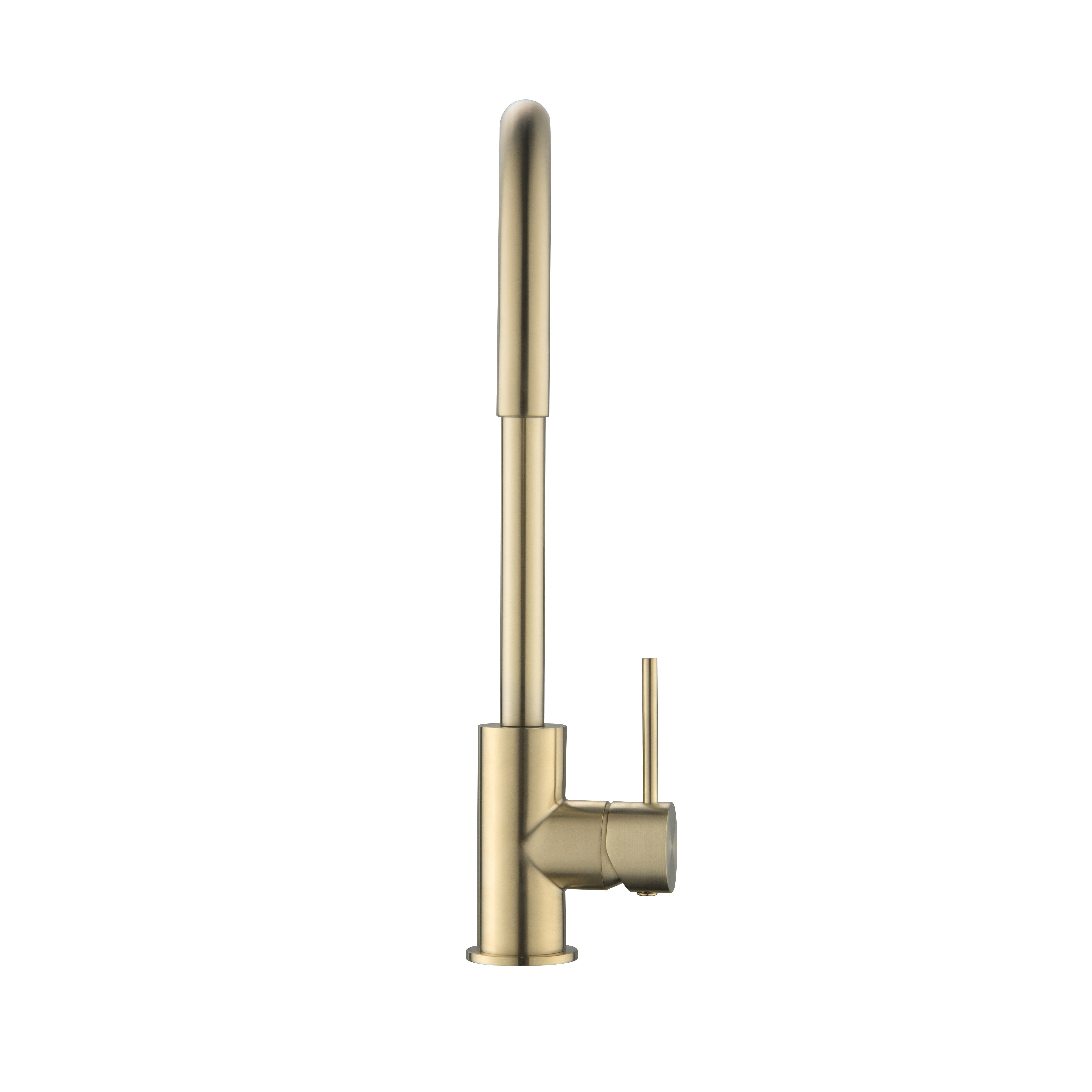 CLIO Gooseneck Kitchen Sink Mixer Tap Brushed Gold Tapware Arova