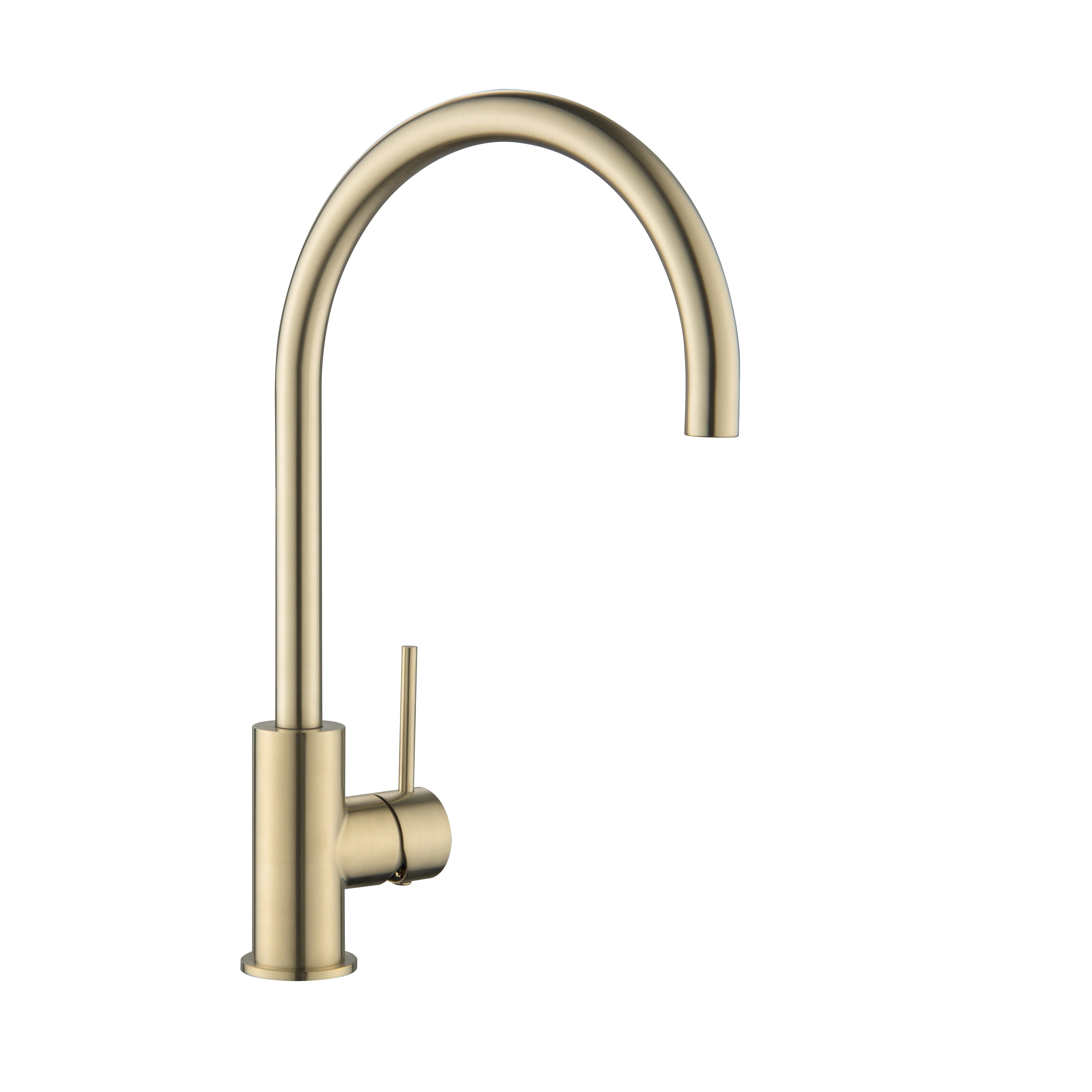 CLIO Gooseneck Kitchen Sink Mixer Tap Brushed Gold Tapware Arova