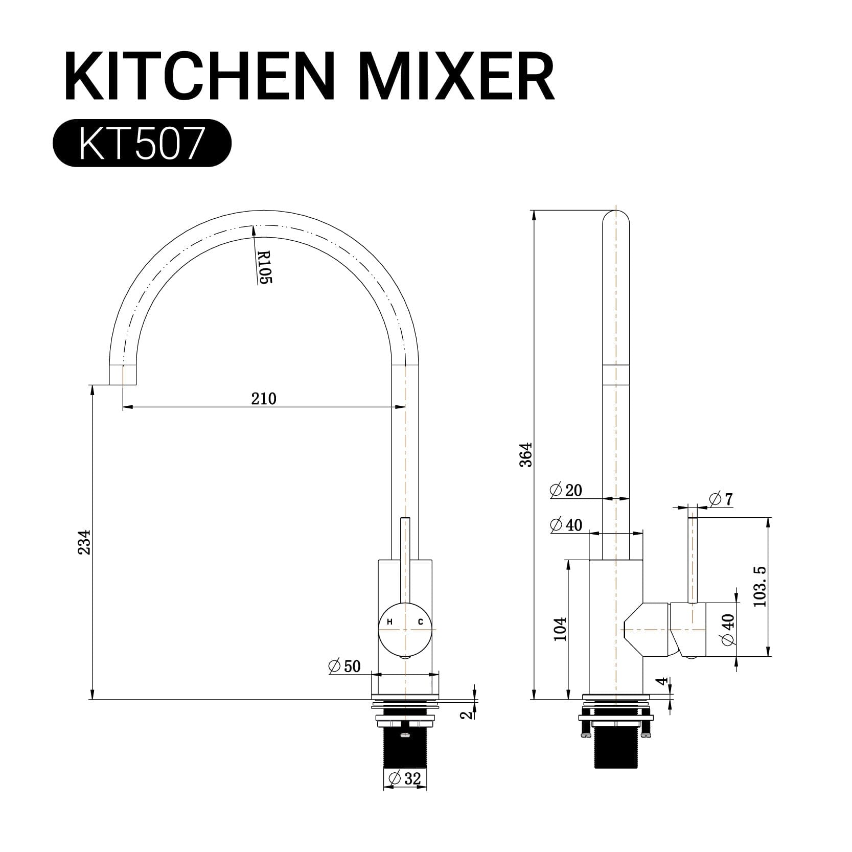 CLIO Gooseneck Kitchen Sink Mixer Tap Brushed Nickel Tapware Arova