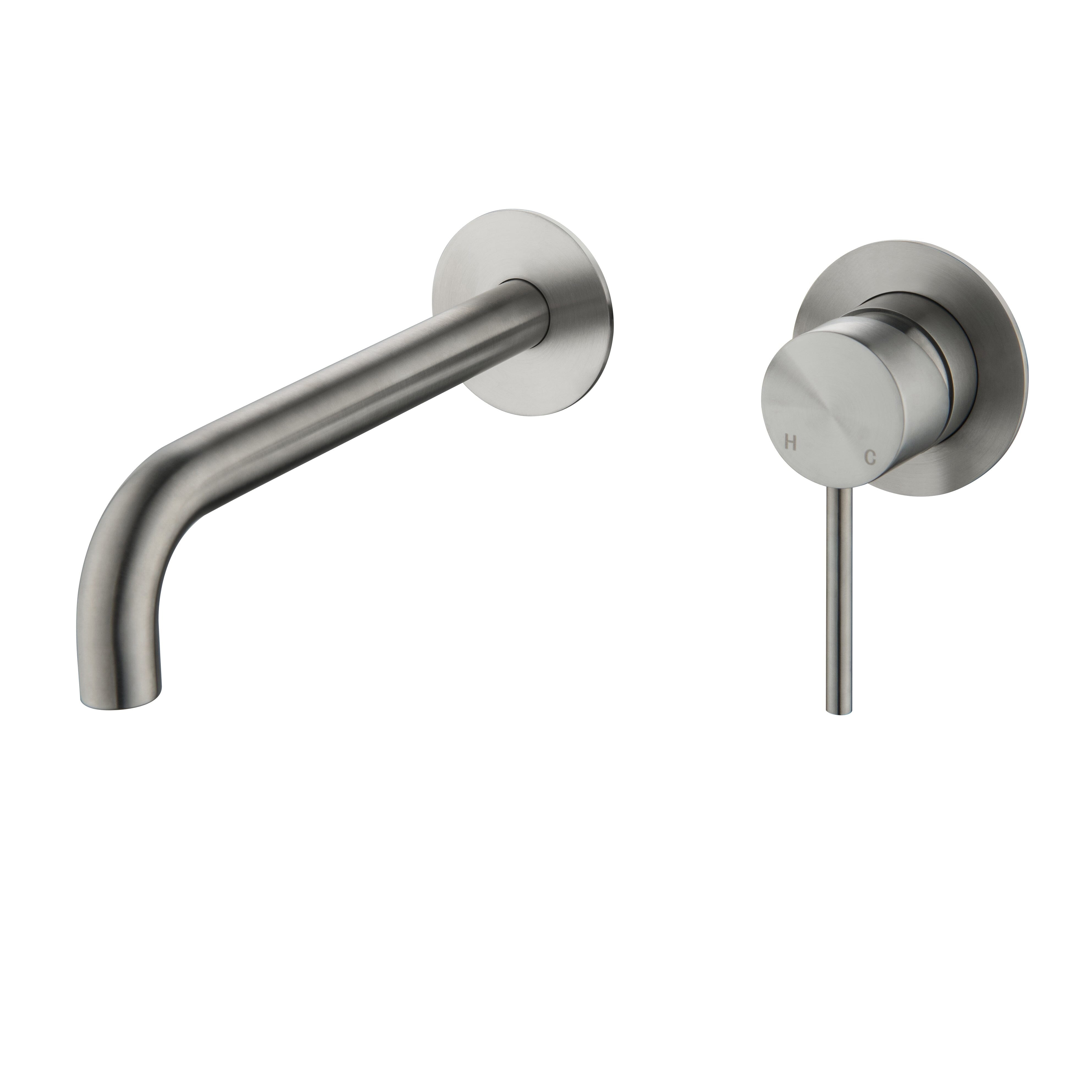 CLIO Round Wall Basin/Bath Mixer Spout Brushed Nickel Tapware Arova