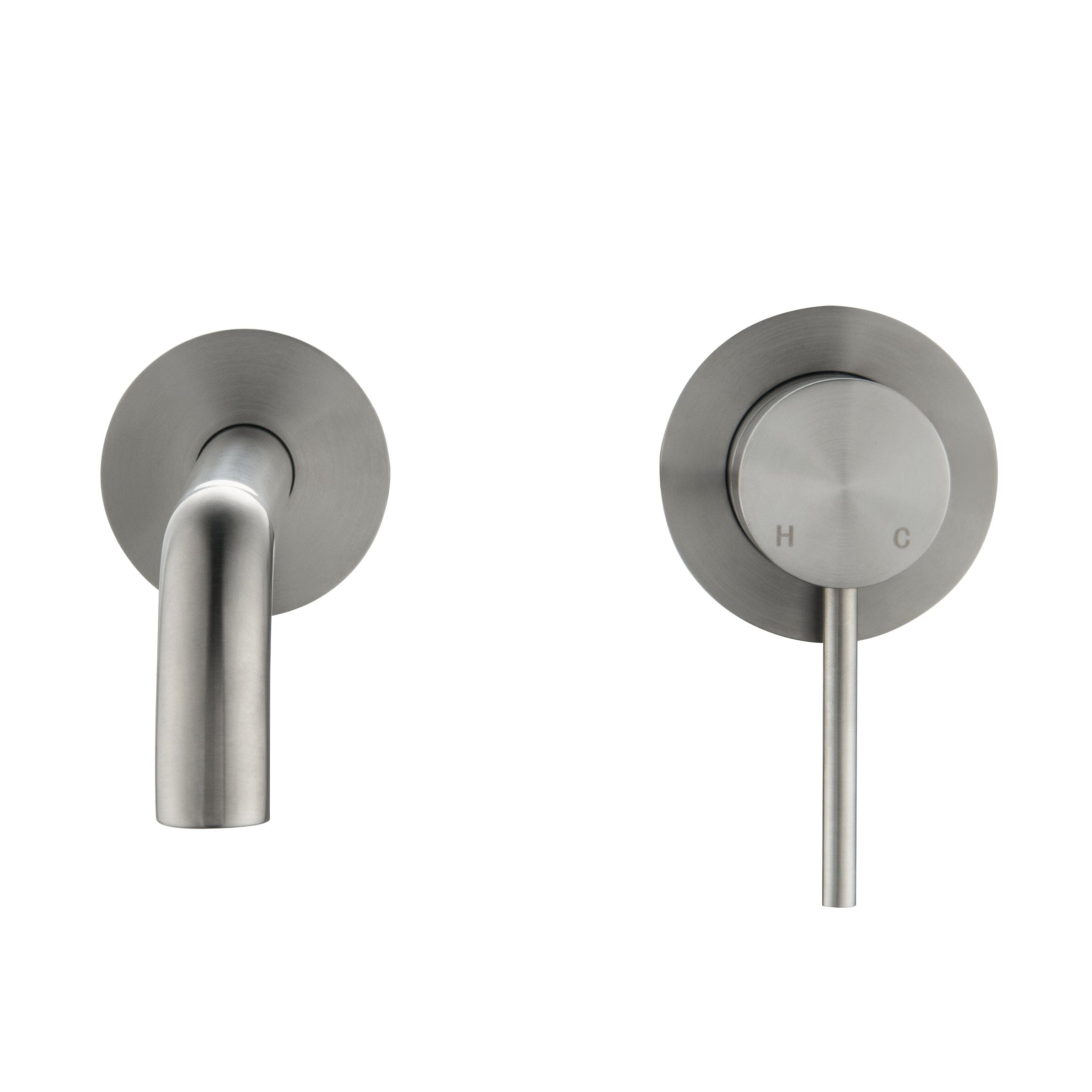 CLIO Round Wall Basin/Bath Mixer Spout Brushed Nickel Tapware Arova