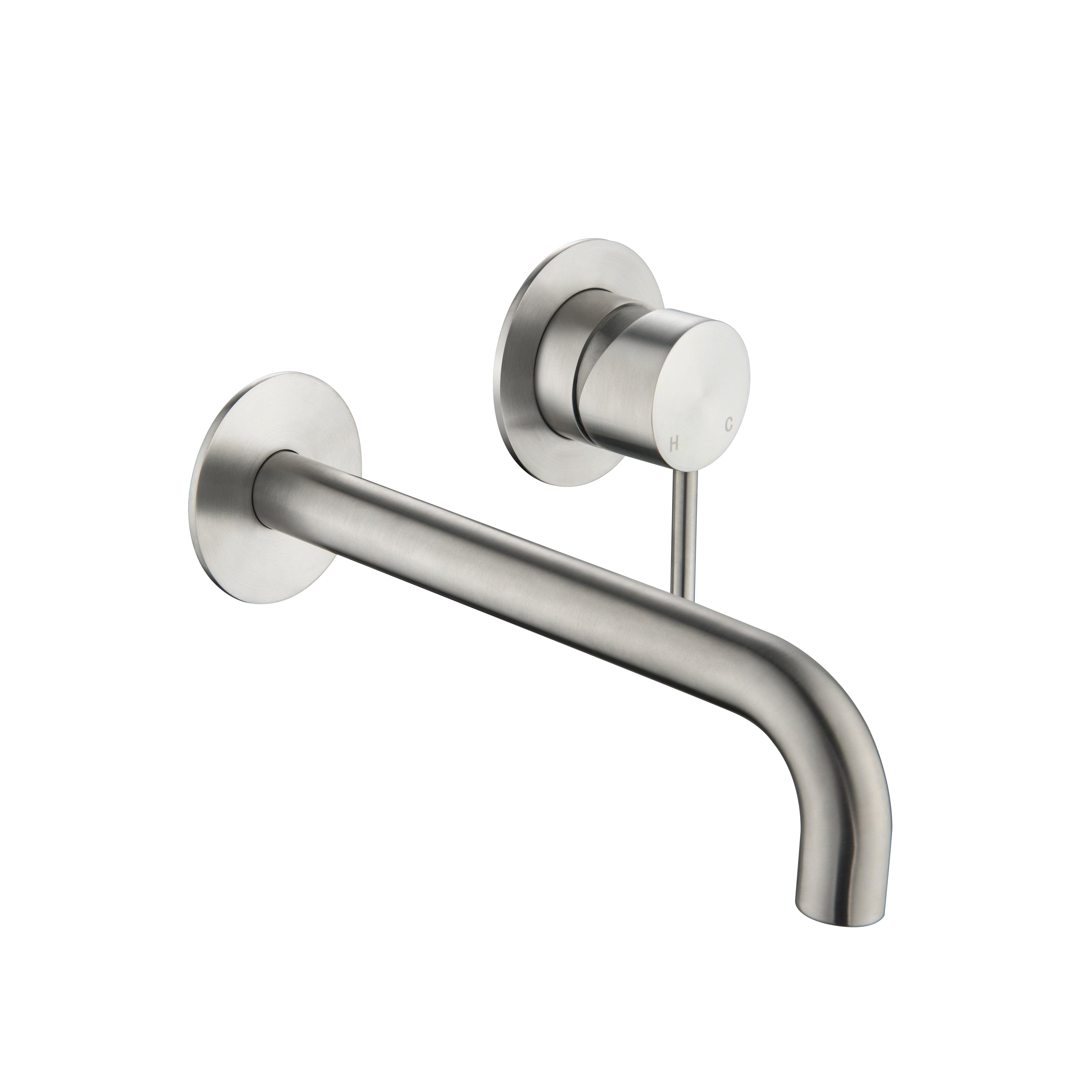 CLIO Round Wall Basin/Bath Mixer Spout Brushed Nickel Tapware Arova