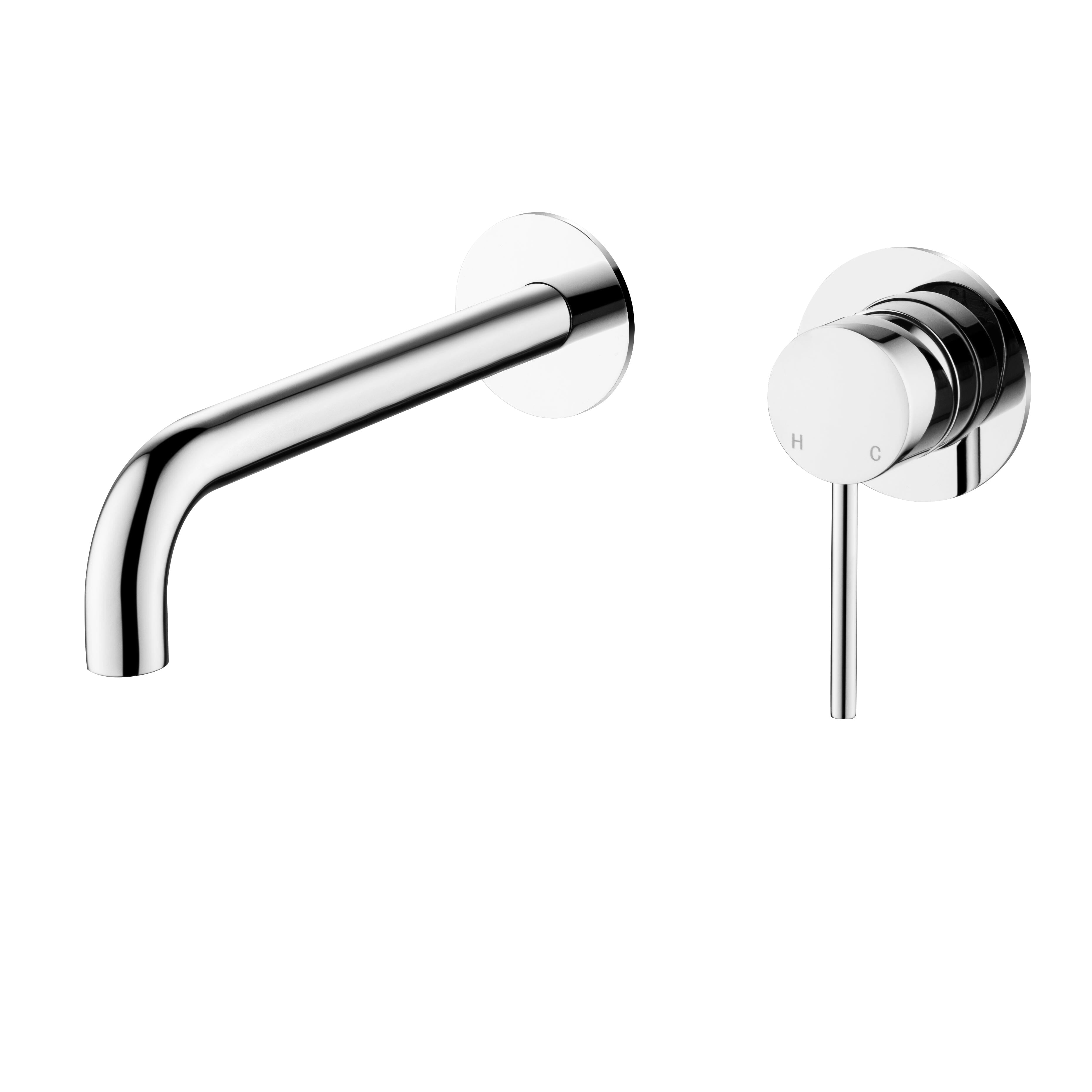 CLIO Round Wall Basin/Bath Mixer Spout Chrome Tapware Arova