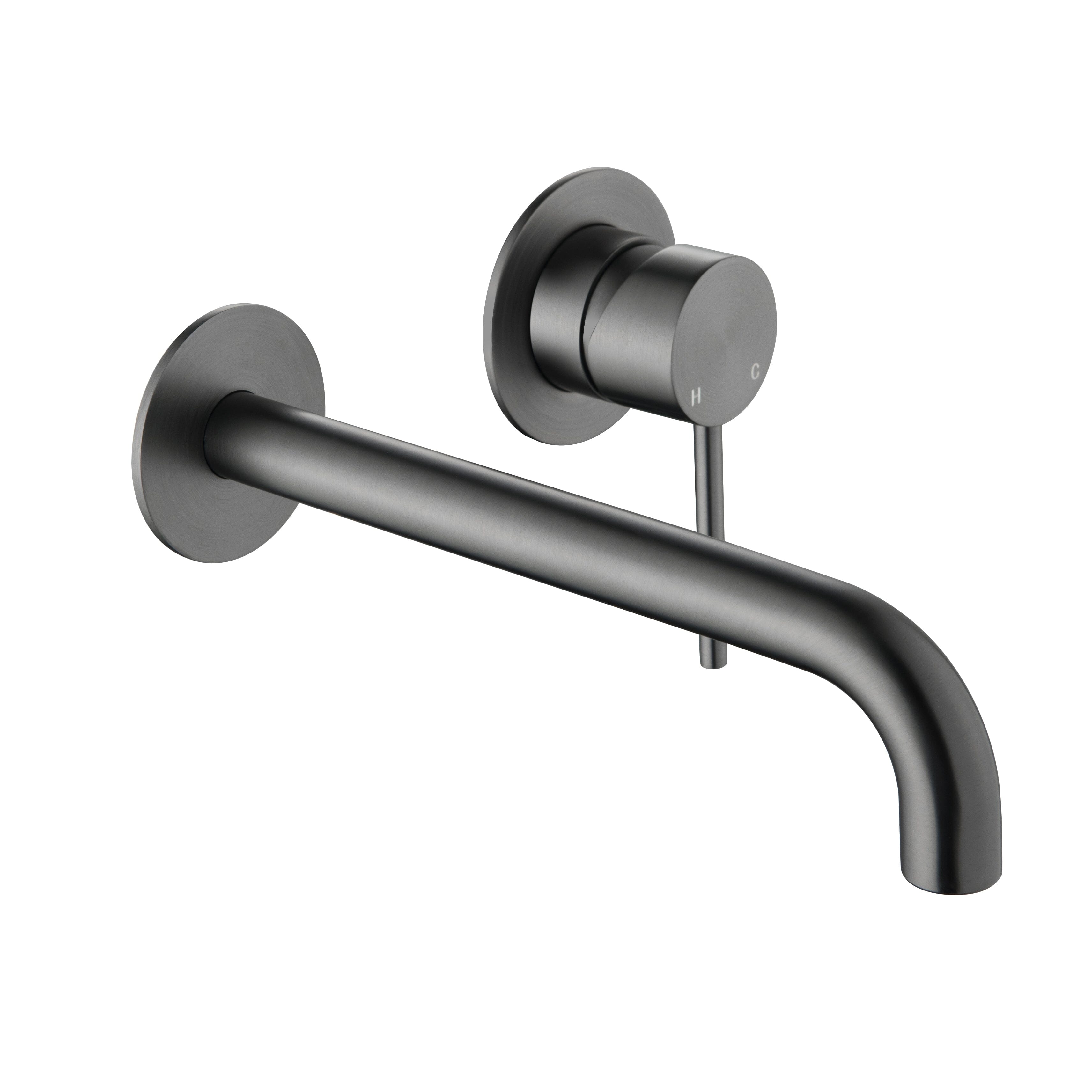 CLIO Round Wall Basin/Bath Mixer Spout Gunmetal Tapware Arova