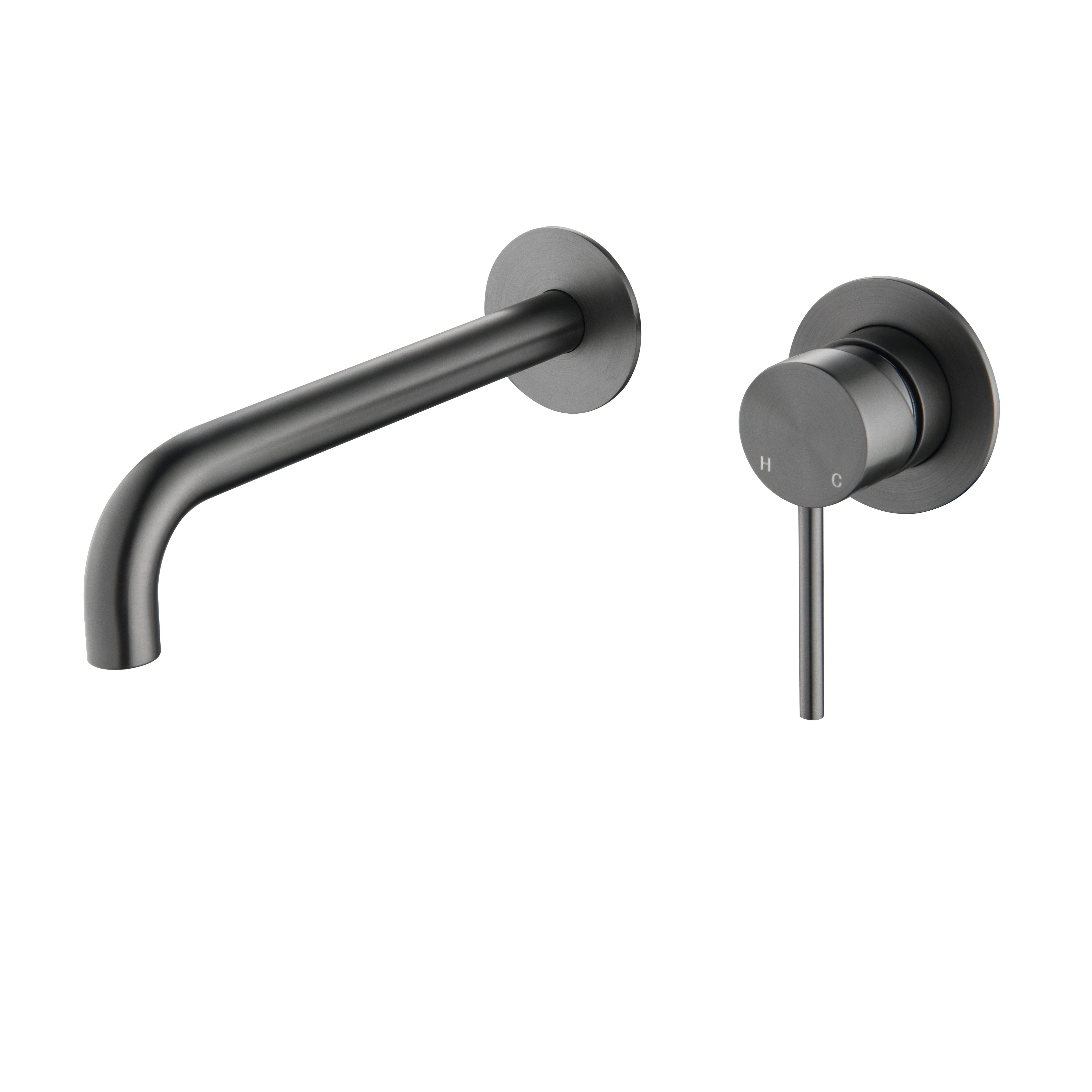 CLIO Round Wall Basin/Bath Mixer Spout Gunmetal Tapware Arova