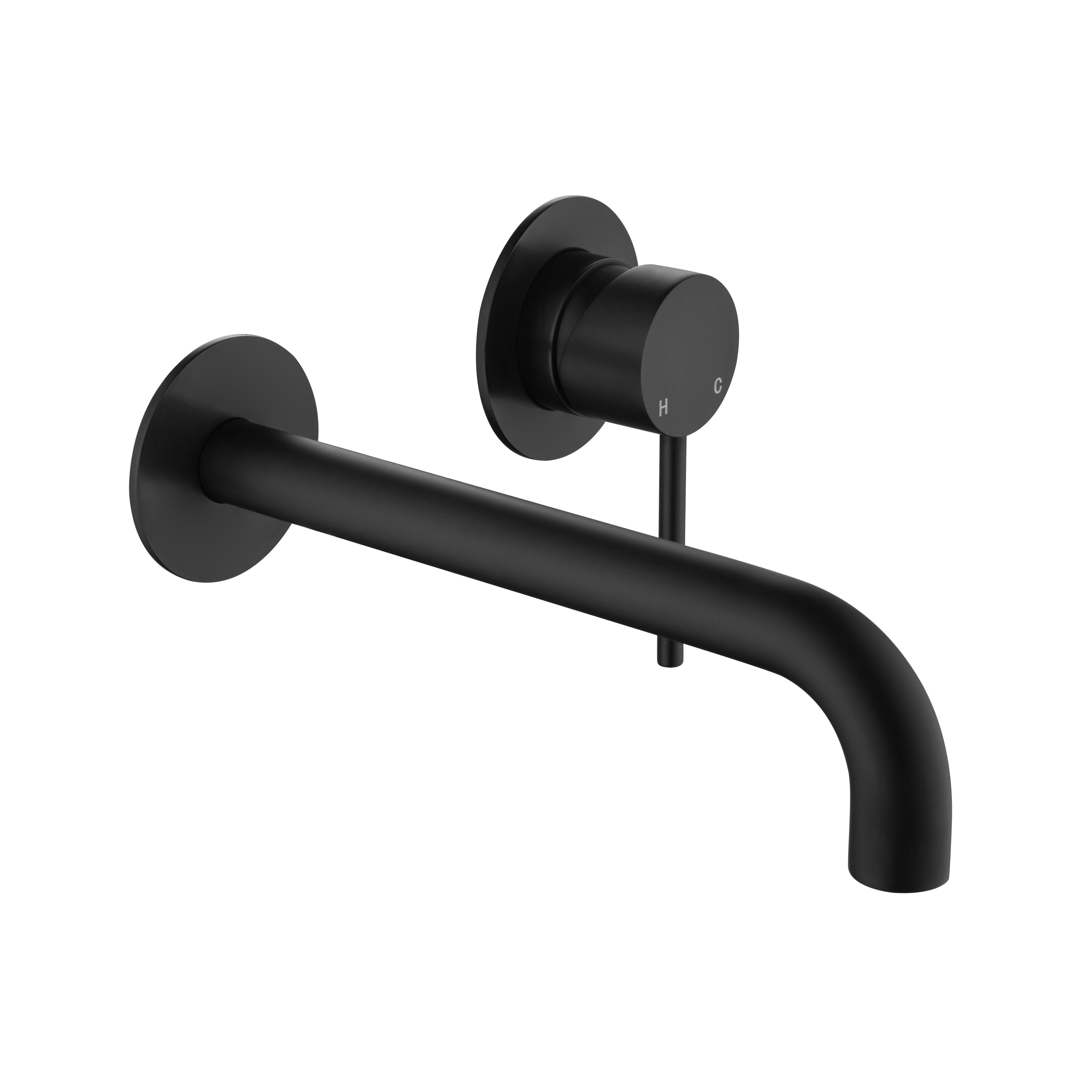 CLIO Round Wall Basin/Bath Mixer Spout Matte Black Tapware Arova