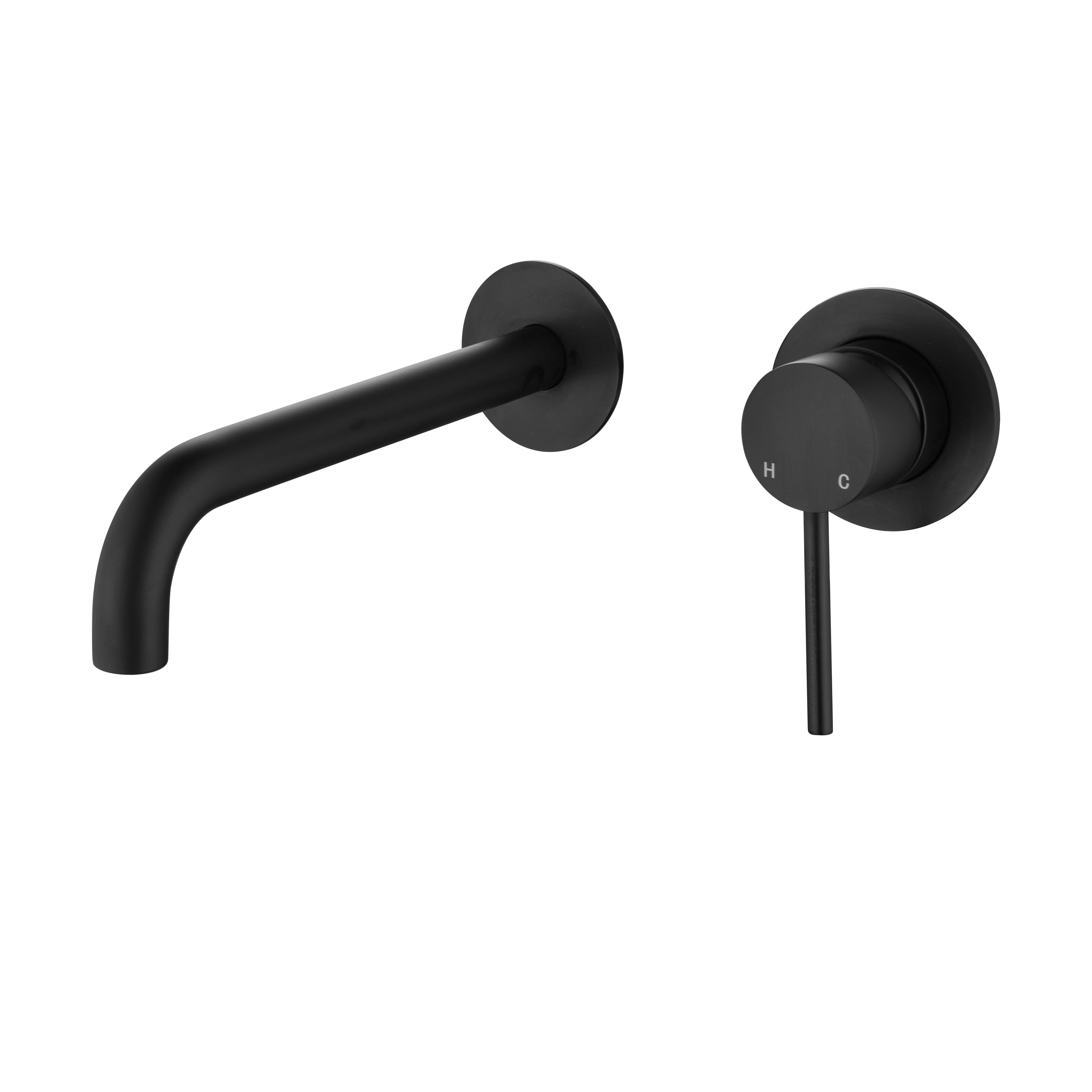 CLIO Round Wall Basin/Bath Mixer Spout Matte Black Tapware Arova