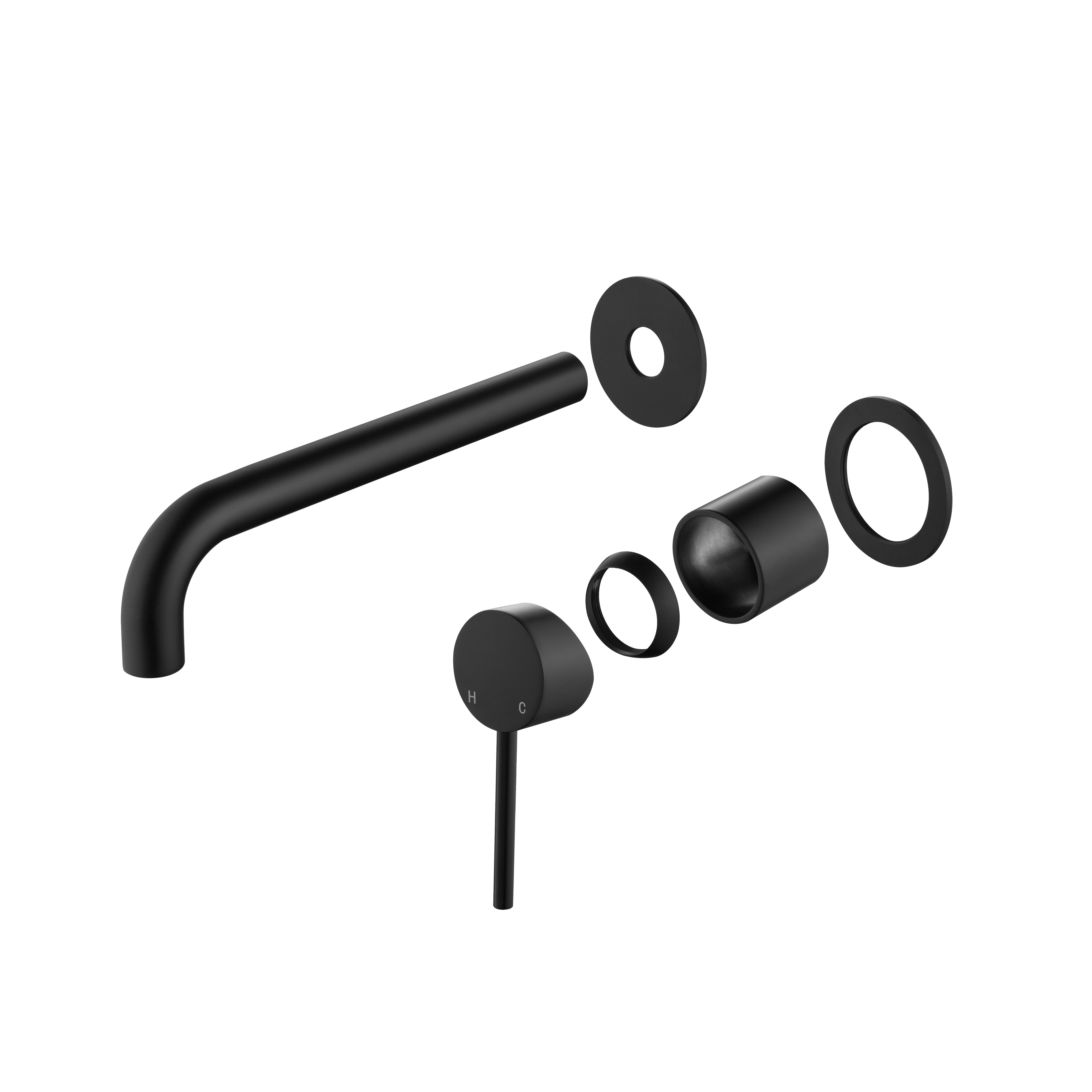 CLIO Round Wall Basin/Bath Mixer Trim Kit Matte Black Tapware Arova