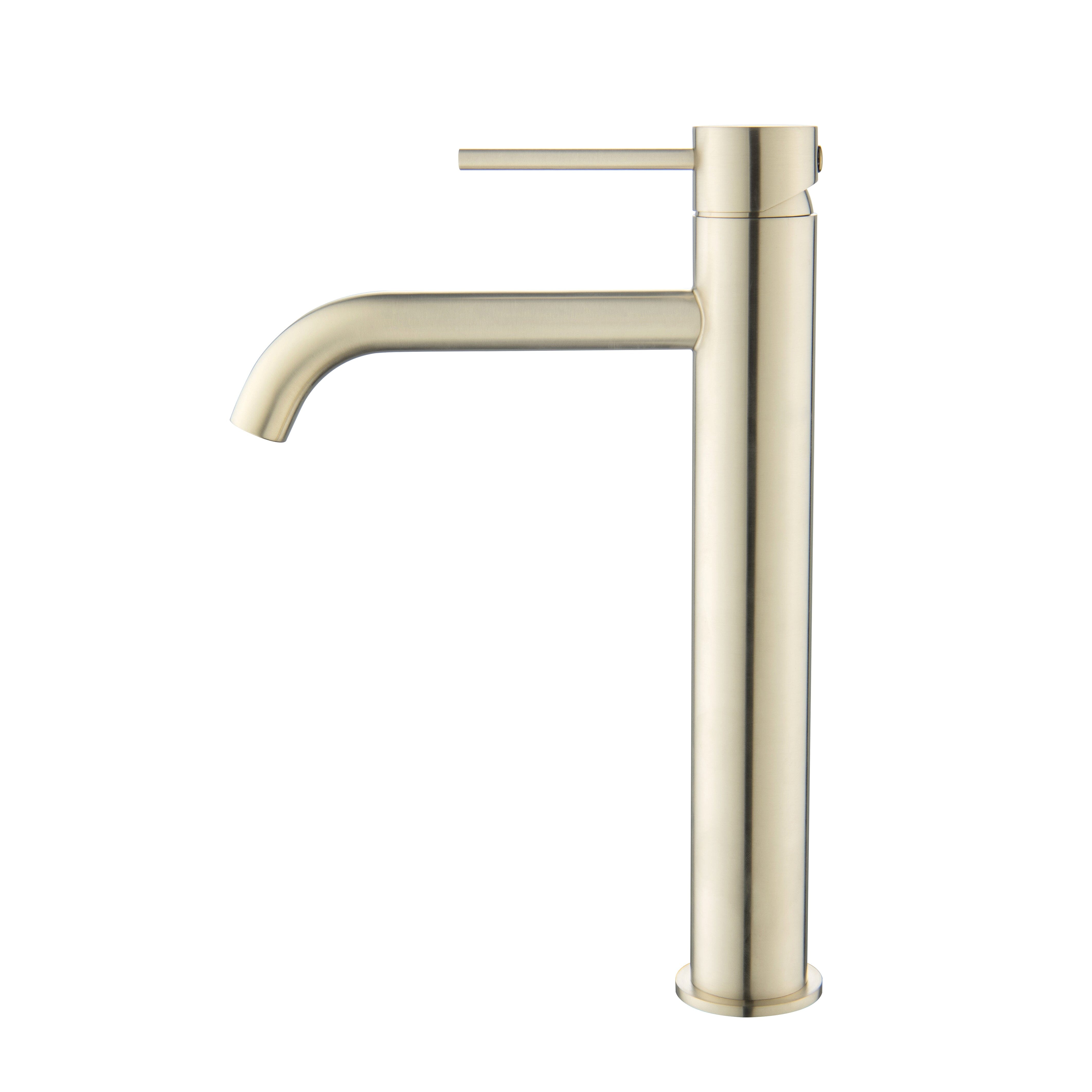 CLIO Tall Basin Mixer Brushed Gold Tapware Arova