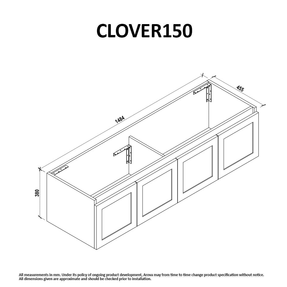 CLOVER 150cm Wall Hung Bathroom Vanity Vanities & Mirrors Arova