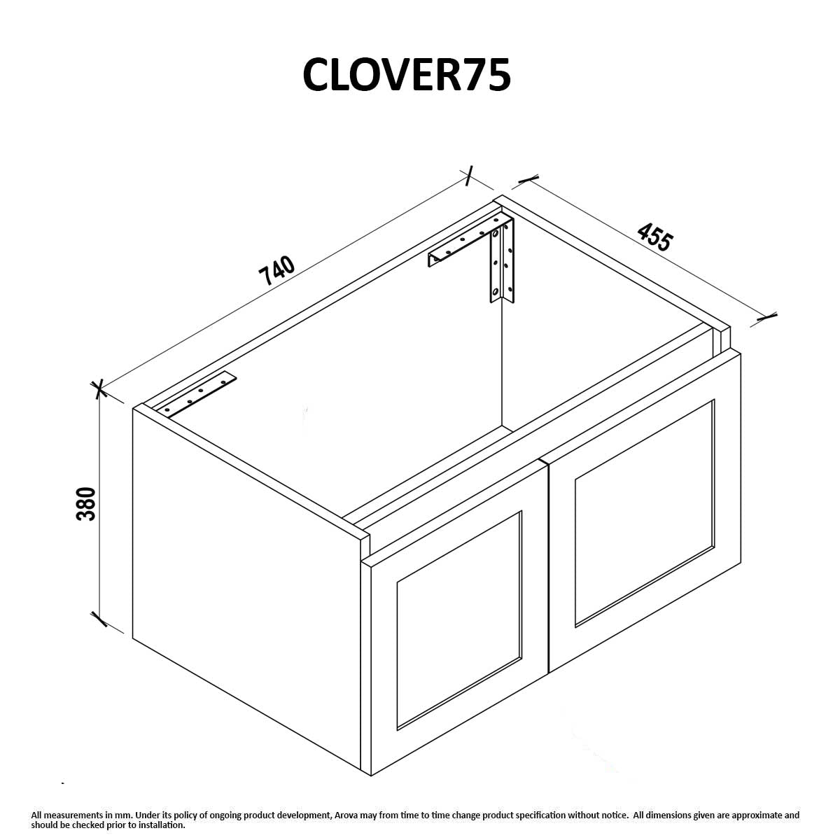 CLOVER 75cm Wall Hung Bathroom Vanity Vanities & Mirrors Arova
