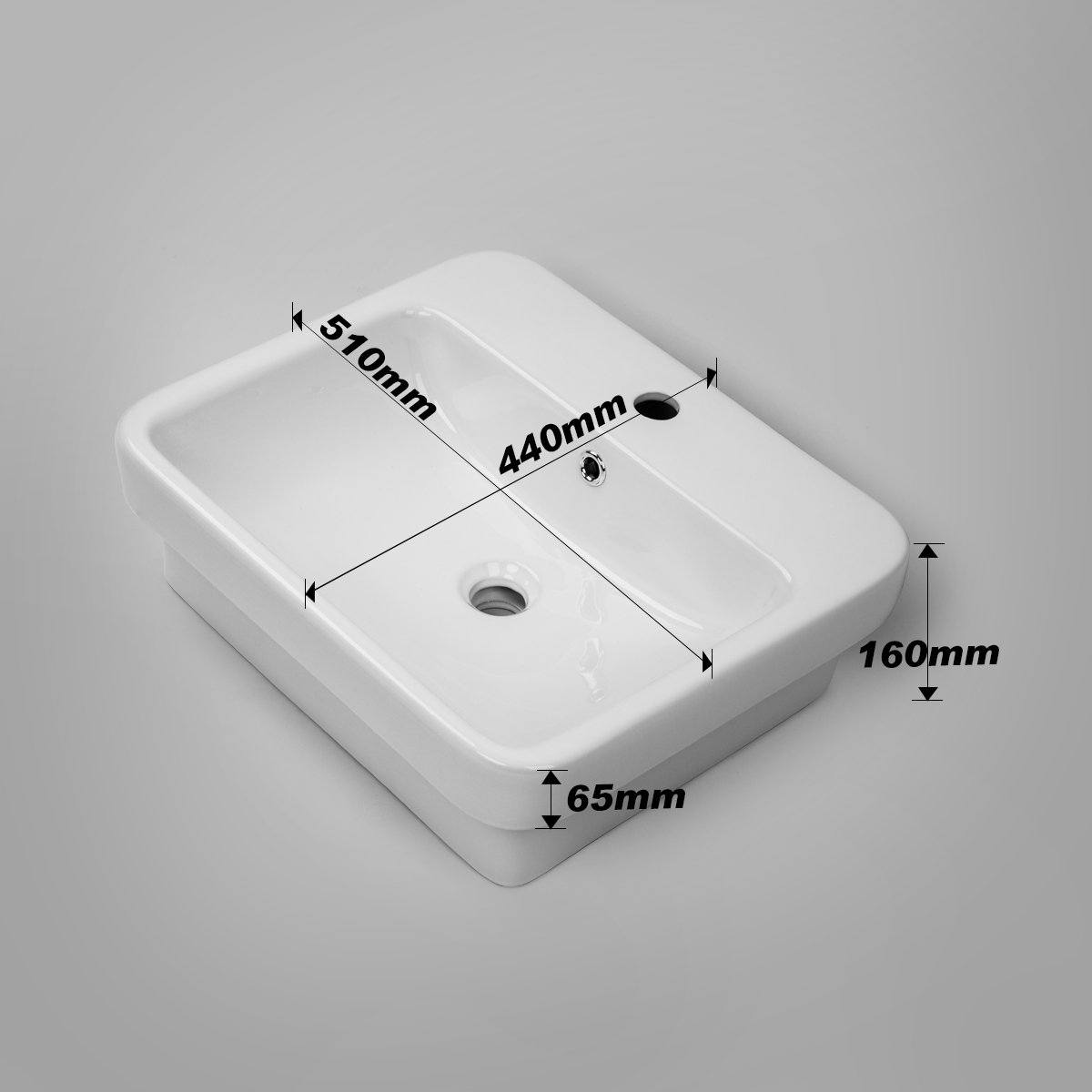 CoCo Half Inset Basin Soft Corners 1 Tap Hole Basins ECT