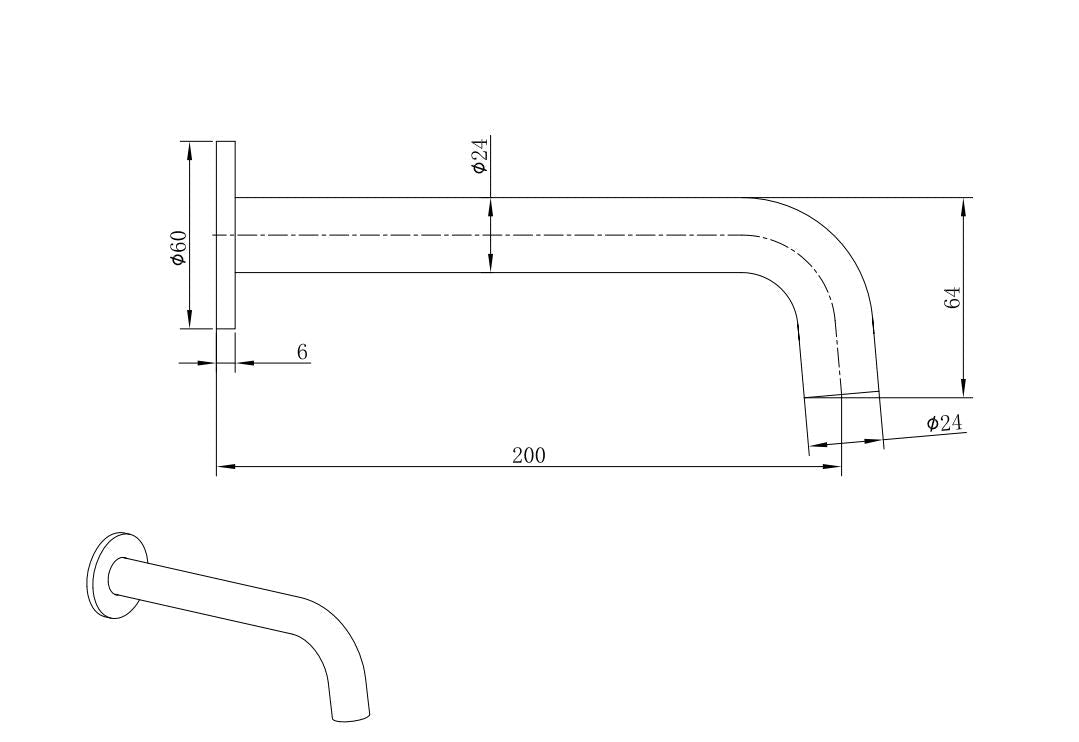 COMO Bath Spout 200mm Chrome Tapware Arova