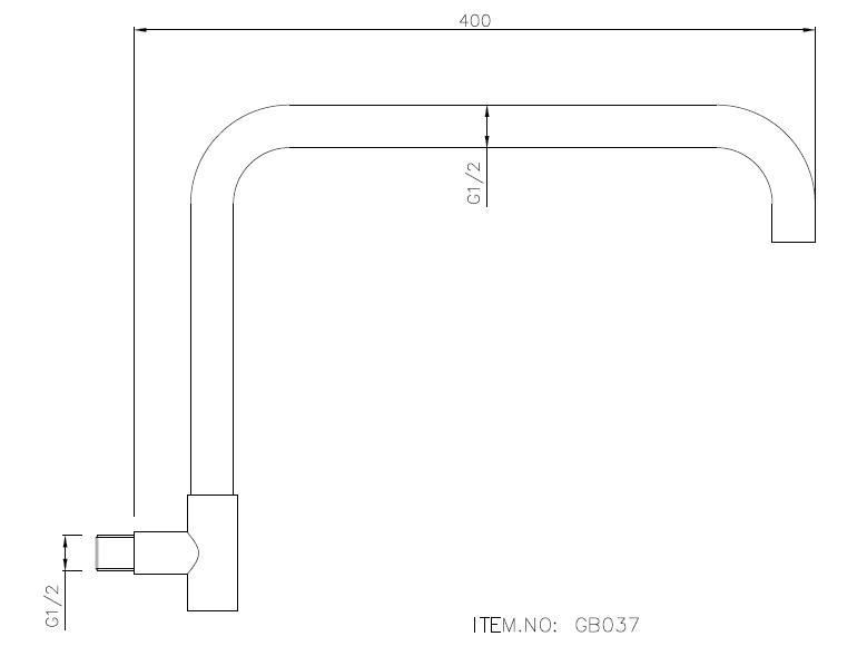 COMO High Rise Shower Arm Round Matt Black Showers Arova