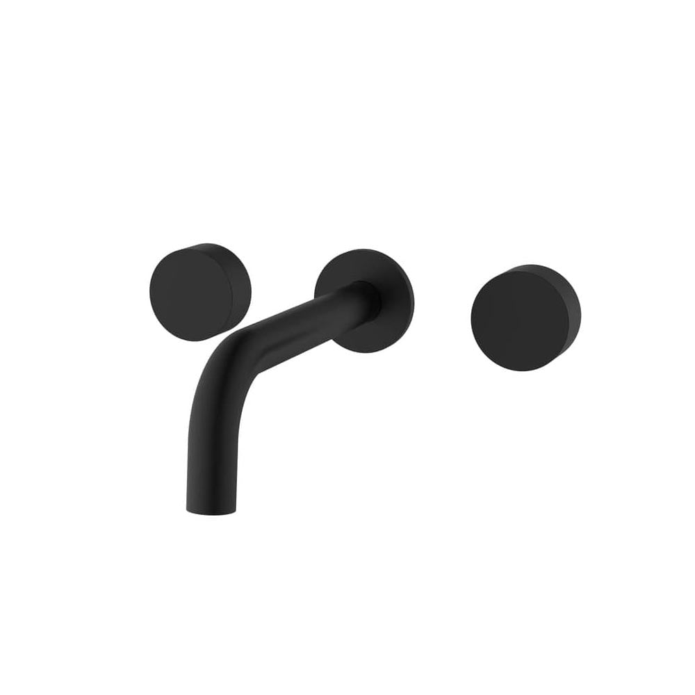 COMO Wall Basin Set with Hot and Cold Handle 200mm Matte Black Tapware Arova