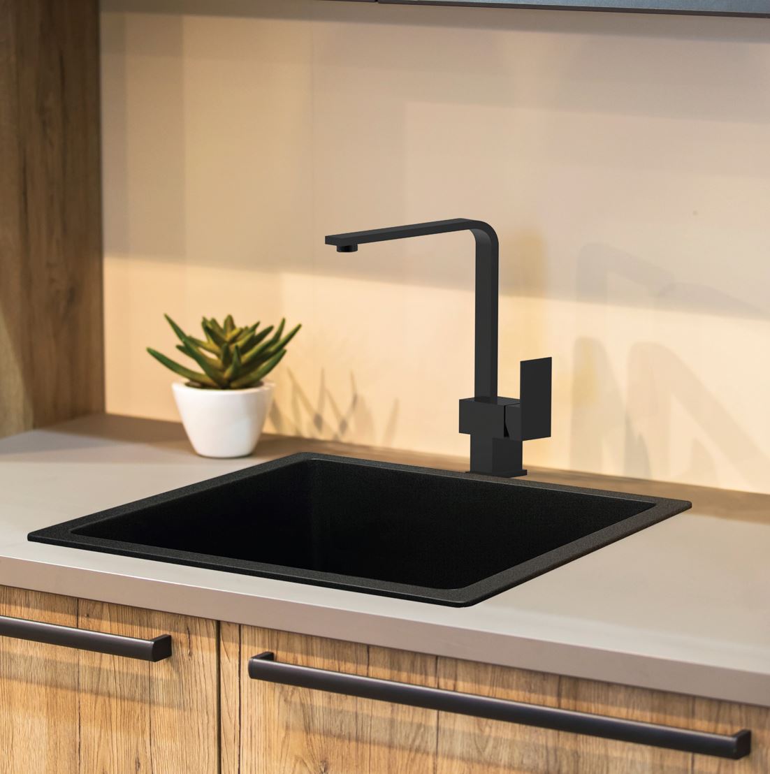 CUBO Kitchen Mixer Square Matte Black Tapware Arova