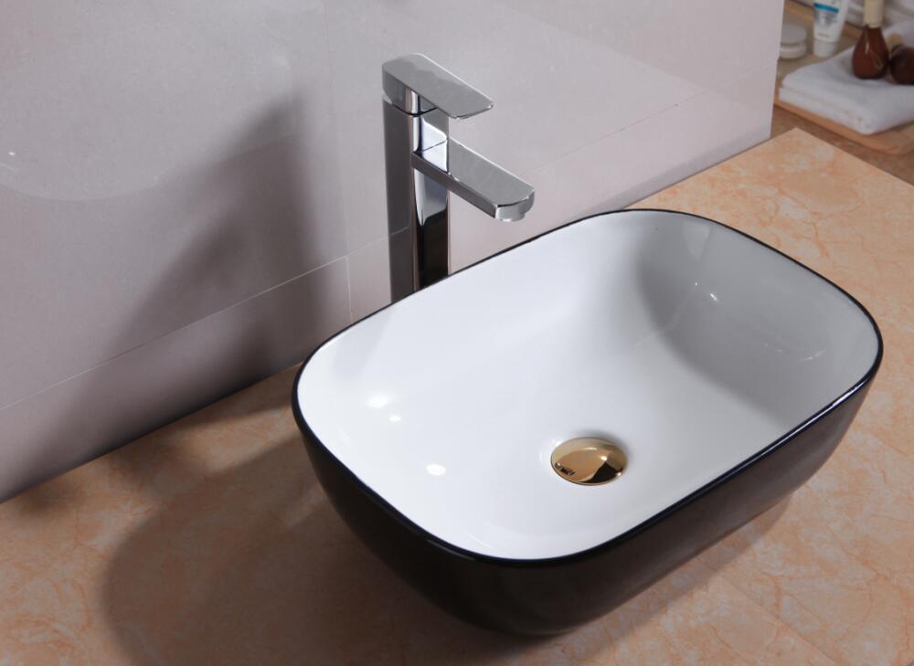 CURO Above Counter Basin Gloss Black White Basins ECT