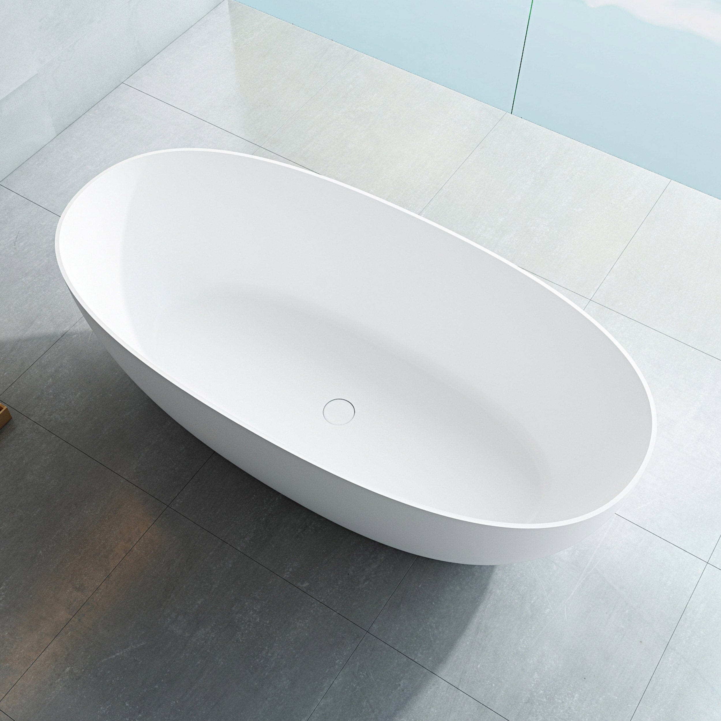 DAWN 1400mm Stone Oval Free Standing Bathtub Matte White Baths AROVA